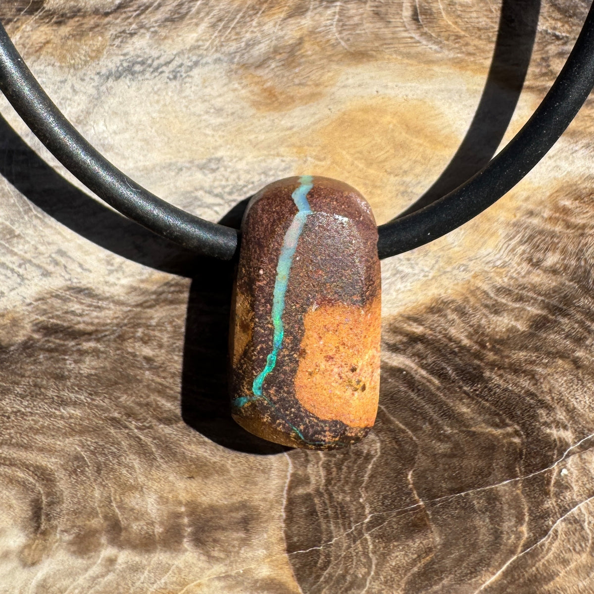 Solid Queensland Boulder Opal Pendant Necklace ~ 'Kakadu Stormveil' | Solid Australian Opal