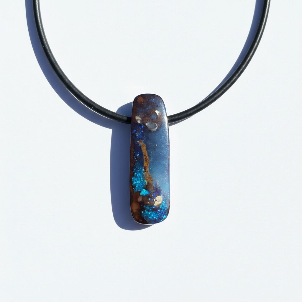Solid Queensland Boulder Opal Pendant Necklace ~ 'Nullarbor Driftlight' | Solid Australian Opal
