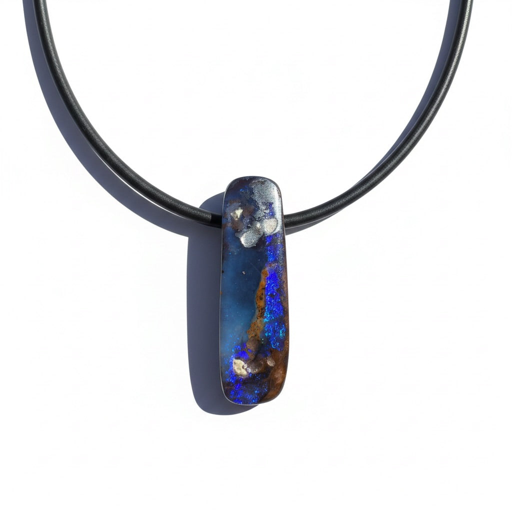 Solid Queensland Boulder Opal Pendant Necklace ~ 'Nullarbor Driftlight' | Solid Australian Opal