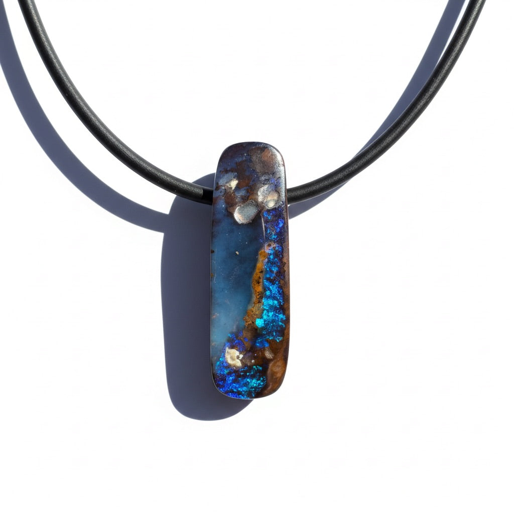 Solid Queensland Boulder Opal Pendant Necklace ~ 'Nullarbor Driftlight' | Solid Australian Opal
