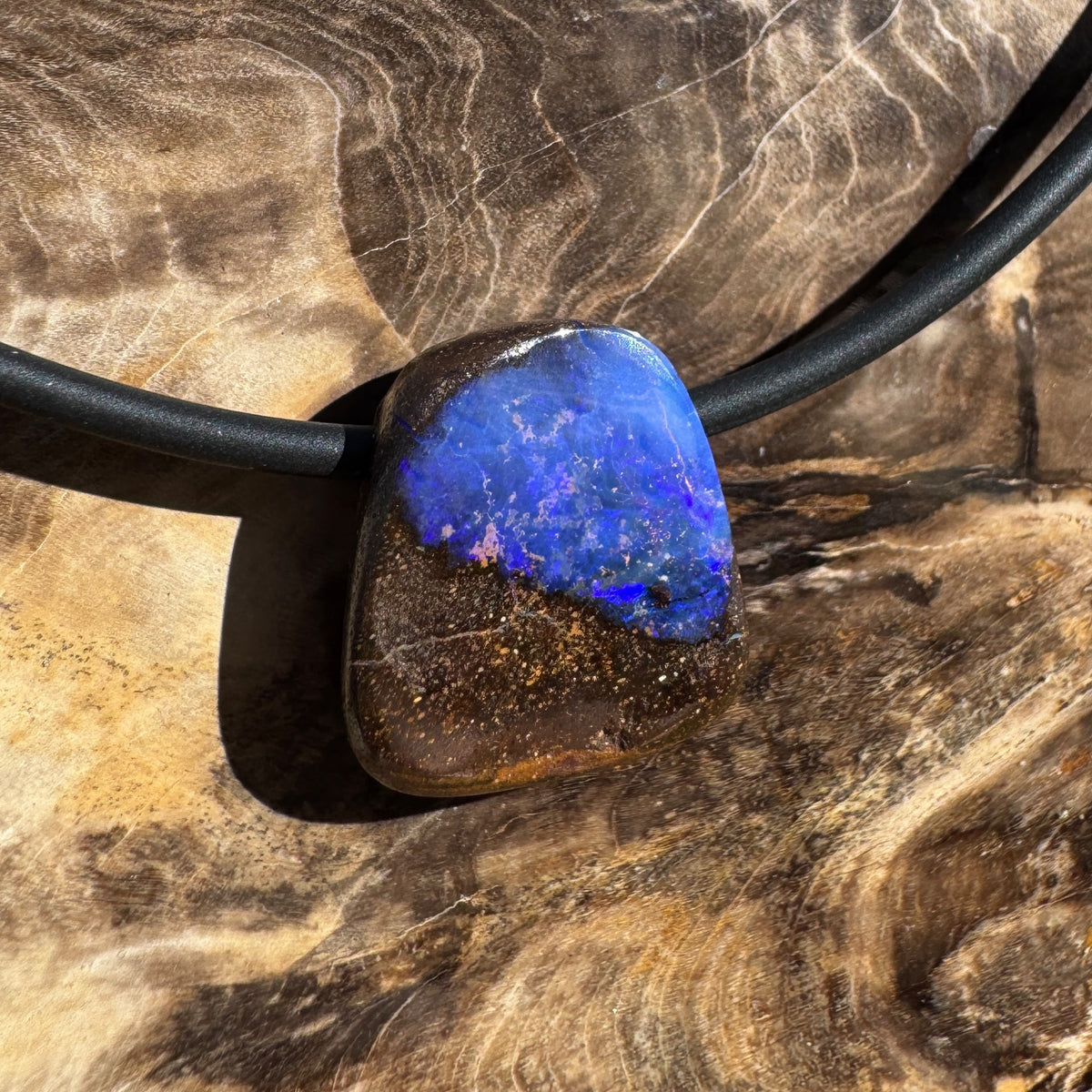 Solid Queensland Boulder Opal Pendant Necklace ~ 'Bungle Tempest' | Solid Australian Opal