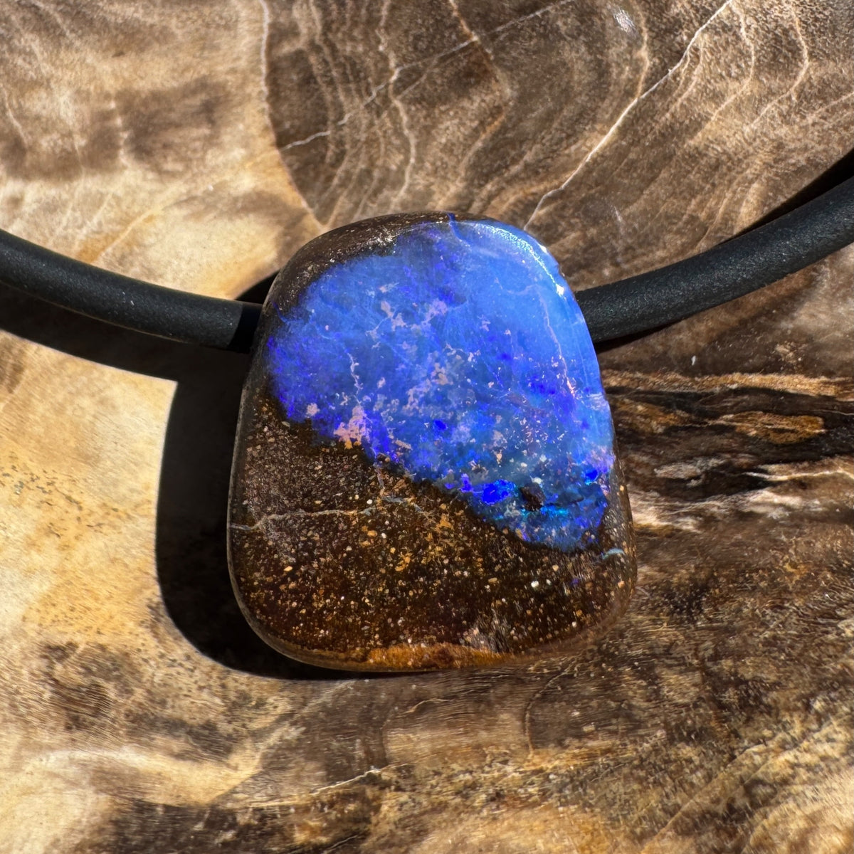 Solid Queensland Boulder Opal Pendant Necklace ~ 'Bungle Tempest' | Solid Australian Opal