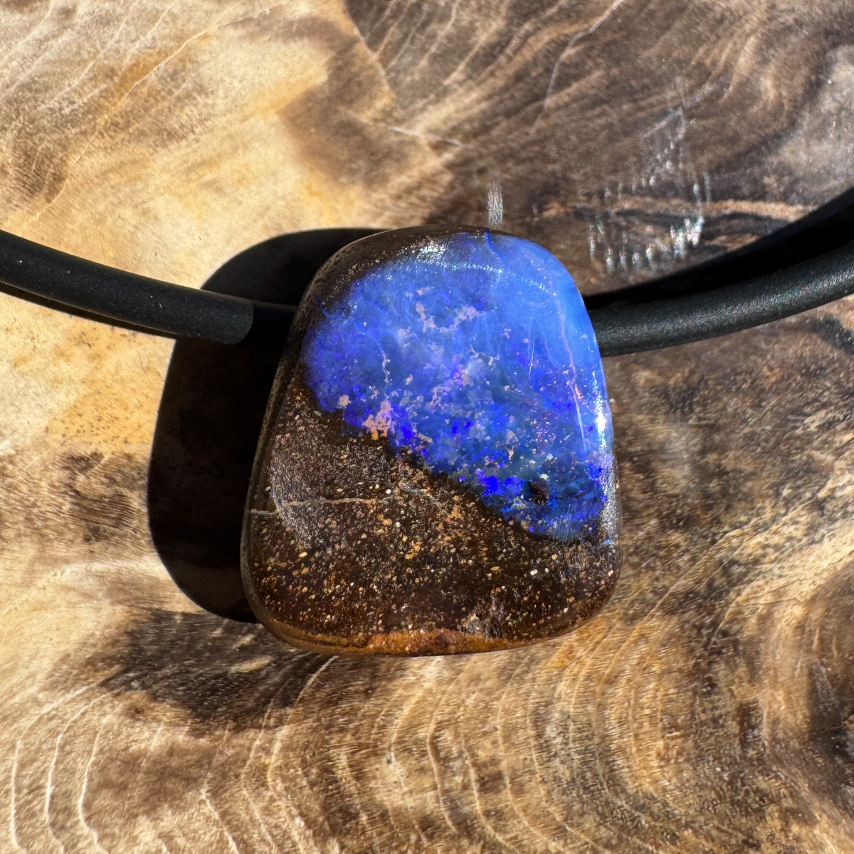 Solid Queensland Boulder Opal Pendant Necklace ~ 'Bungle Tempest' | Solid Australian Opal