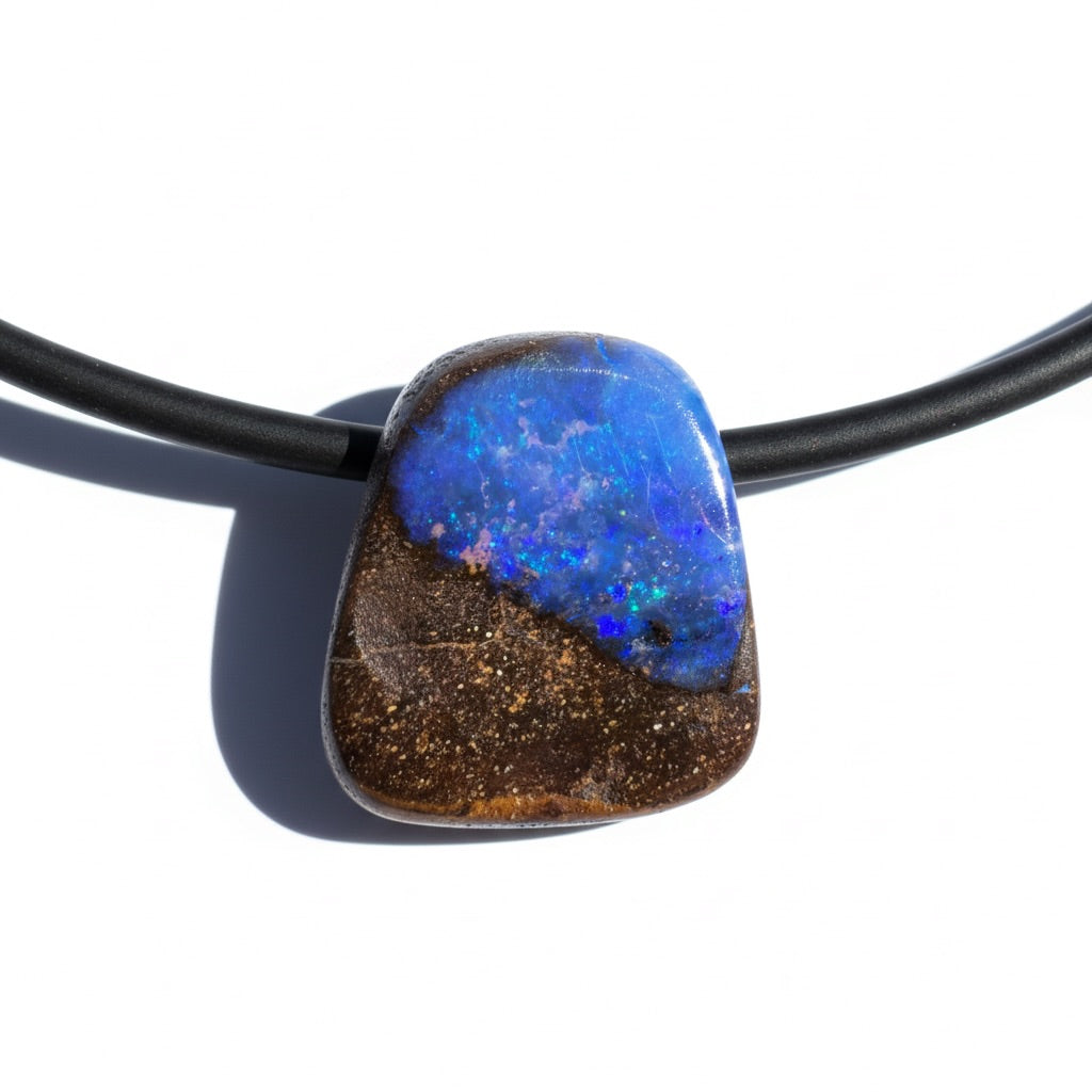 Solid Queensland Boulder Opal Pendant Necklace ~ 'Bungle Tempest' | Solid Australian Opal