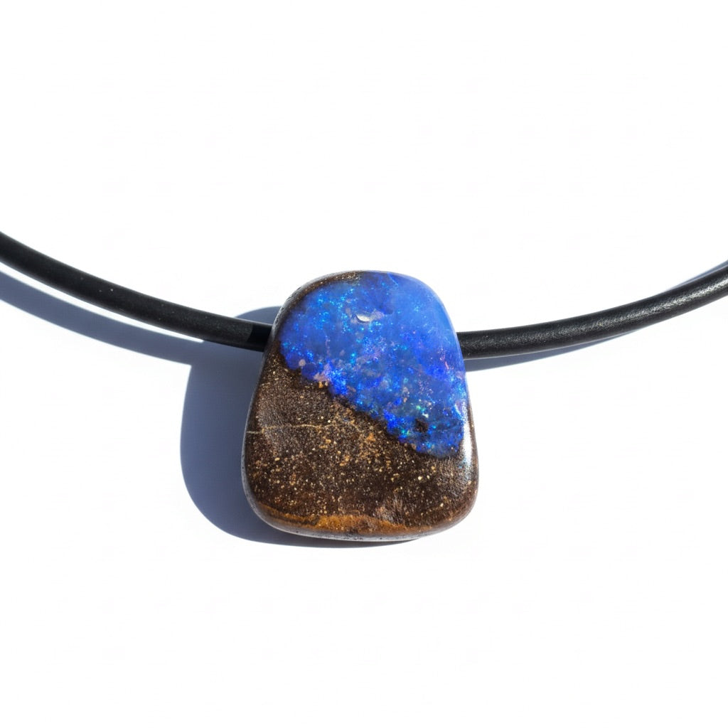 Solid Queensland Boulder Opal Pendant Necklace ~ 'Bungle Tempest' | Solid Australian Opal