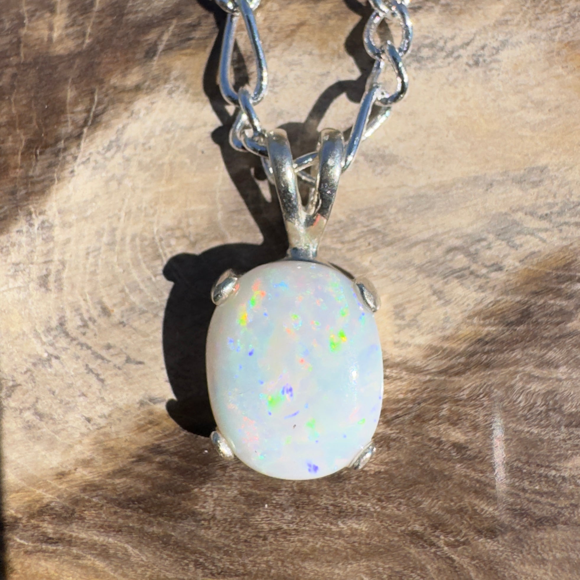 1.6ct Coober Pedy Opal Pendant Necklace ~ 'Monkey Mia Glow' | 925 Sterling Silver | Solid Australian Opal