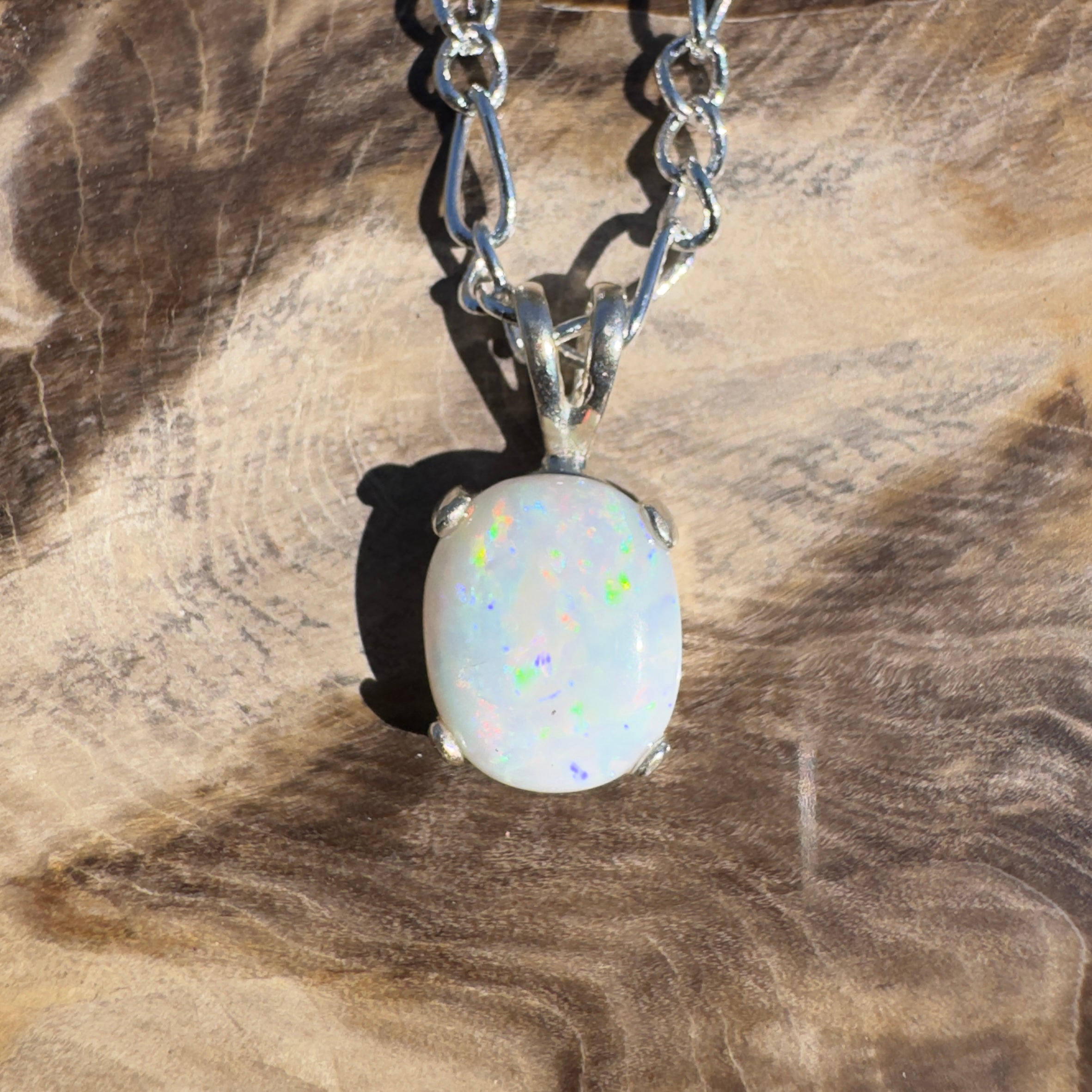 1.6ct Coober Pedy Opal Pendant Necklace ~ 'Monkey Mia Glow' | 925 Sterling Silver | Solid Australian Opal