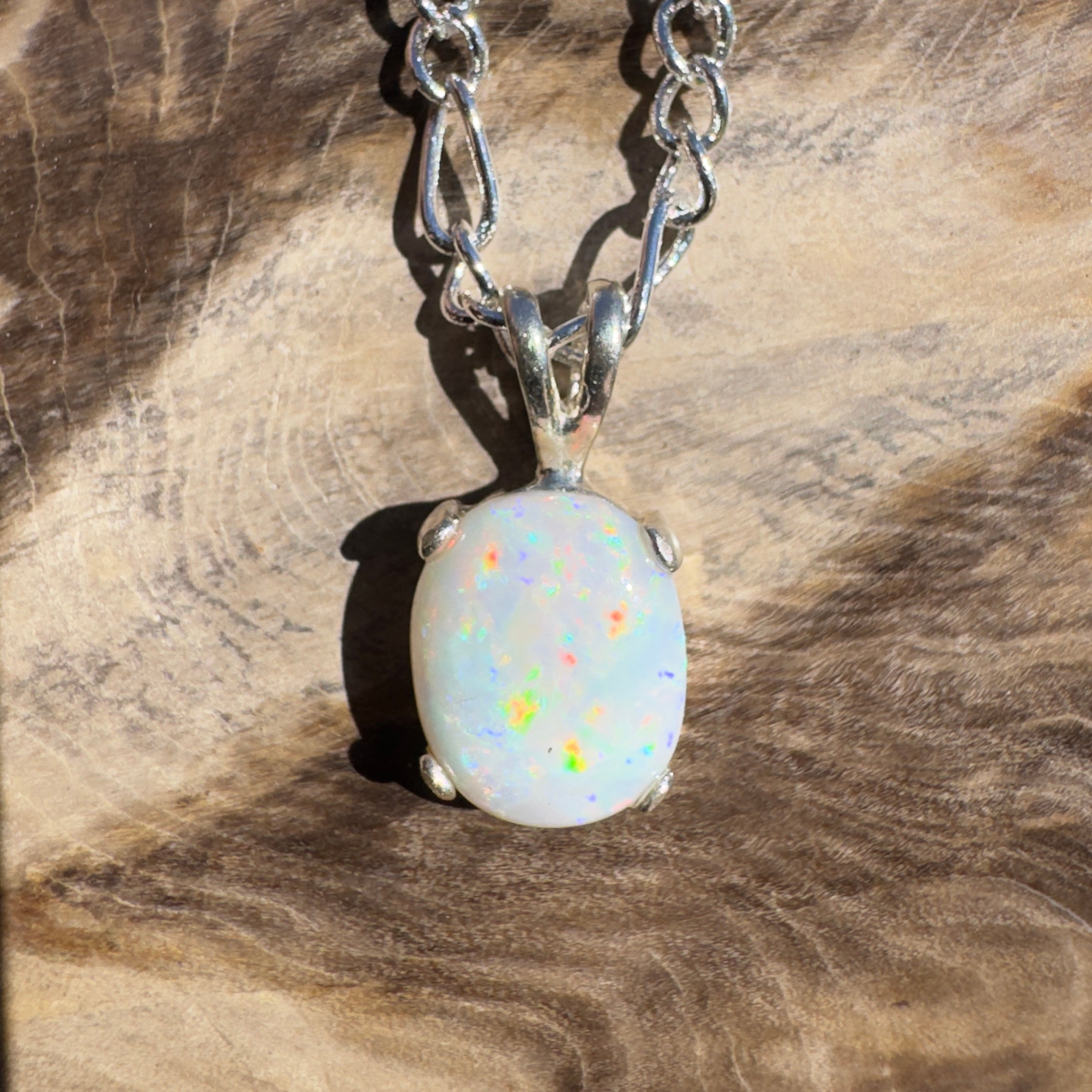 1.6ct Coober Pedy Opal Pendant Necklace ~ 'Monkey Mia Glow' | 925 Sterling Silver | Solid Australian Opal