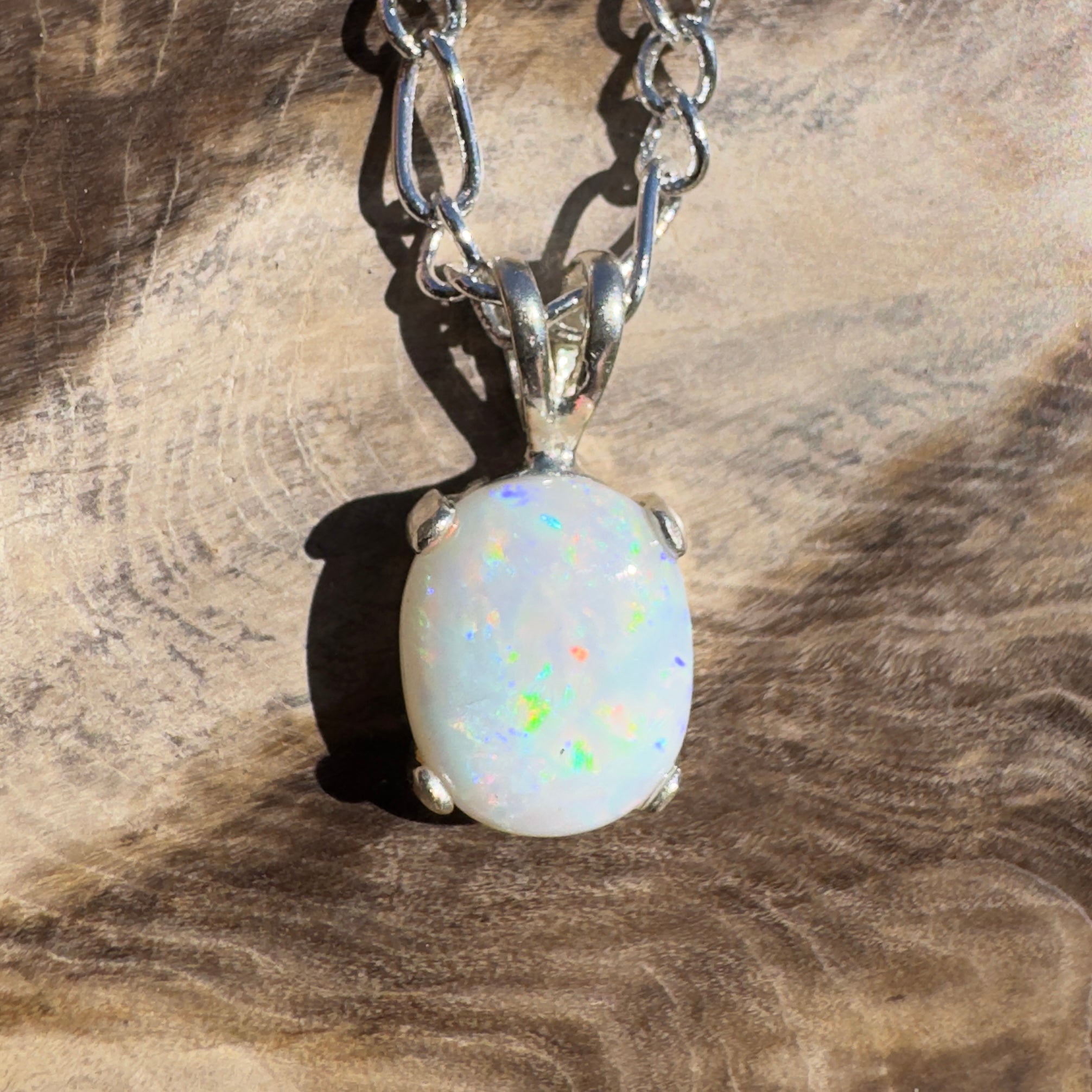 1.6ct Coober Pedy Opal Pendant Necklace ~ 'Monkey Mia Glow' | 925 Sterling Silver | Solid Australian Opal