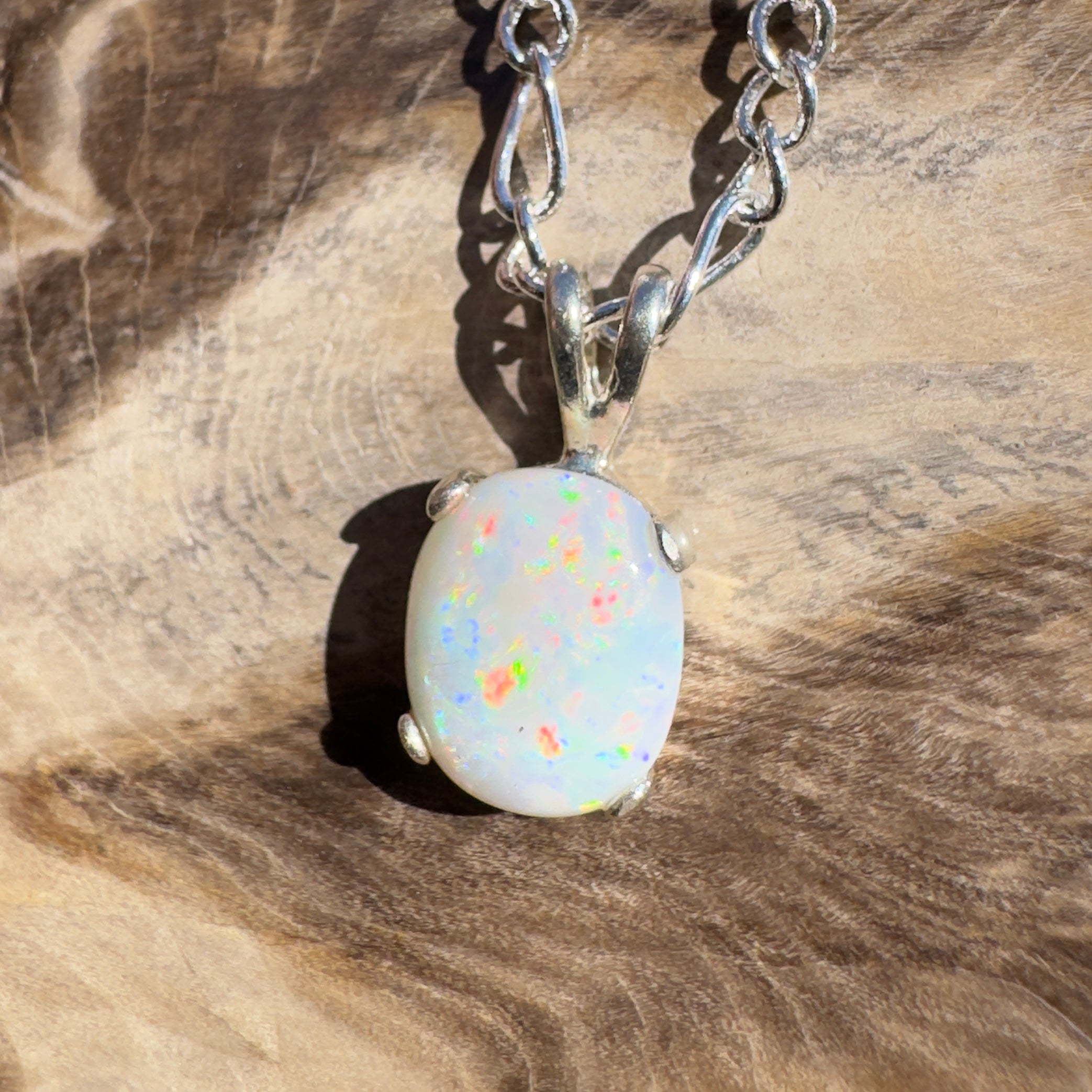 1.6ct Coober Pedy Opal Pendant Necklace ~ 'Monkey Mia Glow' | 925 Sterling Silver | Solid Australian Opal