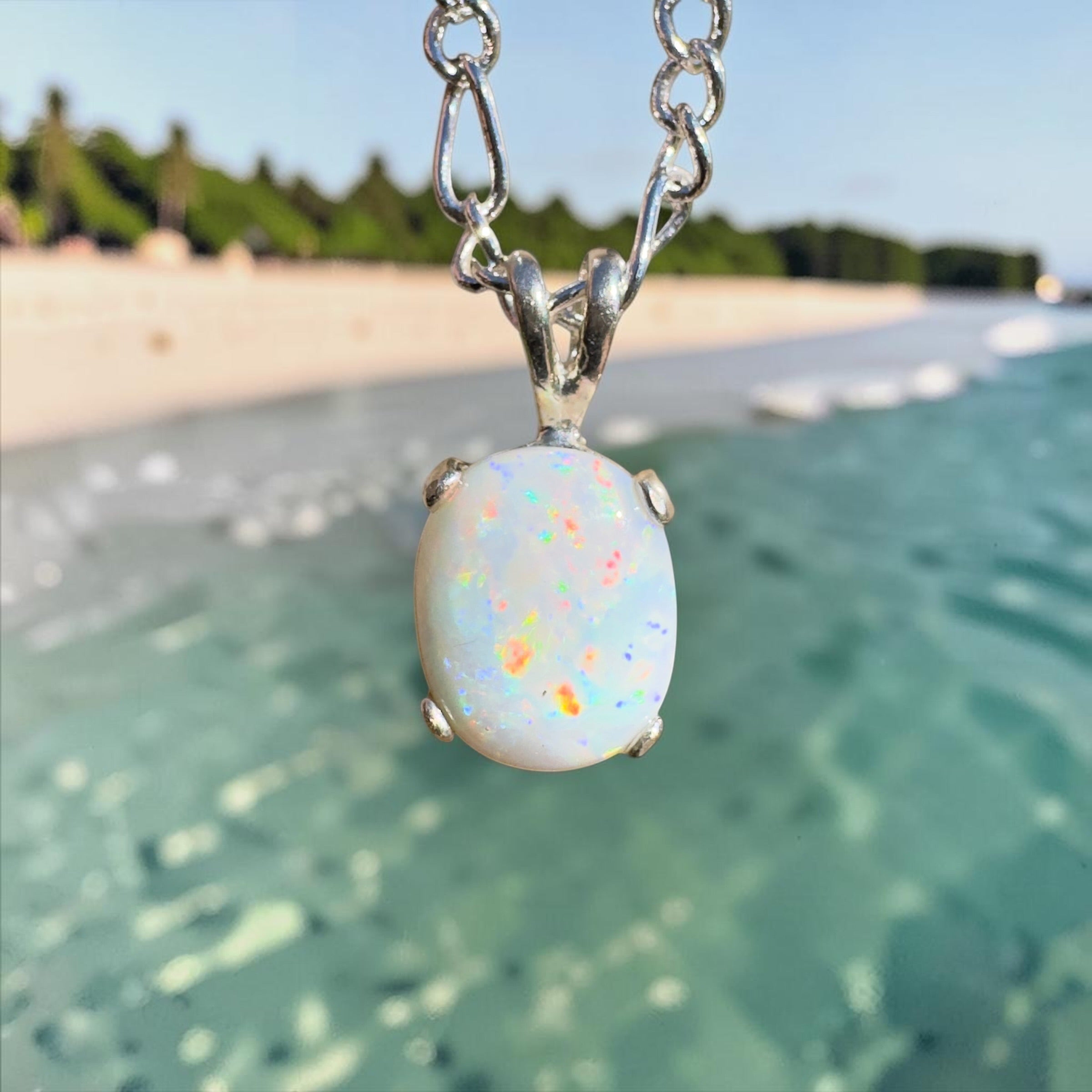 1.6ct Coober Pedy Opal Pendant Necklace ~ 'Monkey Mia Glow' | 925 Sterling Silver | Solid Australian Opal