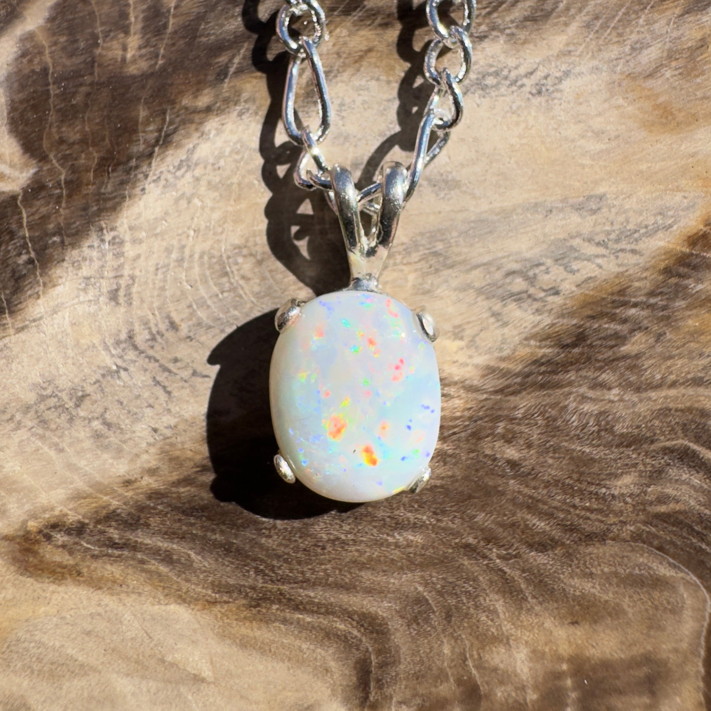 1.6ct Coober Pedy Opal Pendant Necklace ~ 'Monkey Mia Glow' | 925 Sterling Silver | Solid Australian Opal