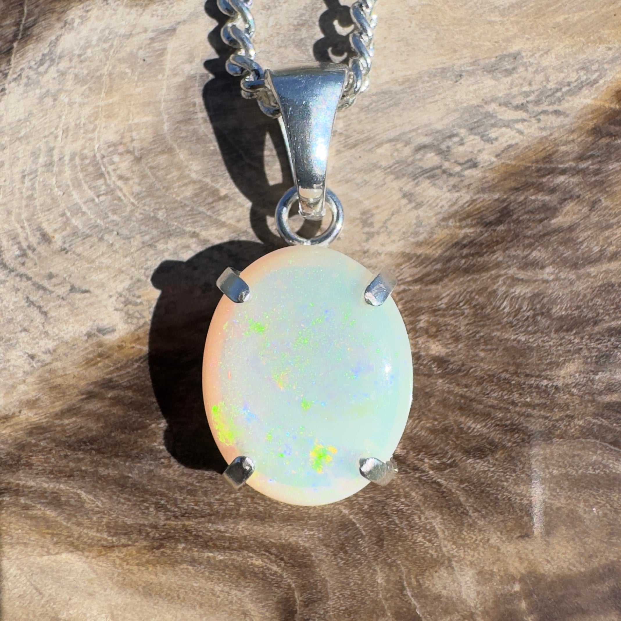 1.3ct Coober Pedy Opal Pendant Necklace ~ 'Mossman Mist' | 925 Sterling Silver | Solid Australian Opal