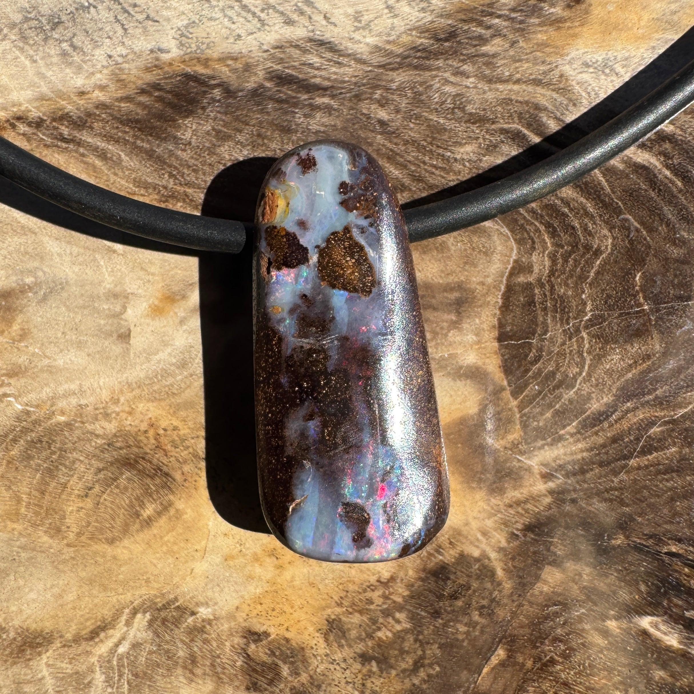 Solid Queensland Boulder Opal Pendant Necklace ~ 'Hawkesbury Flow' | Solid Australian Opal