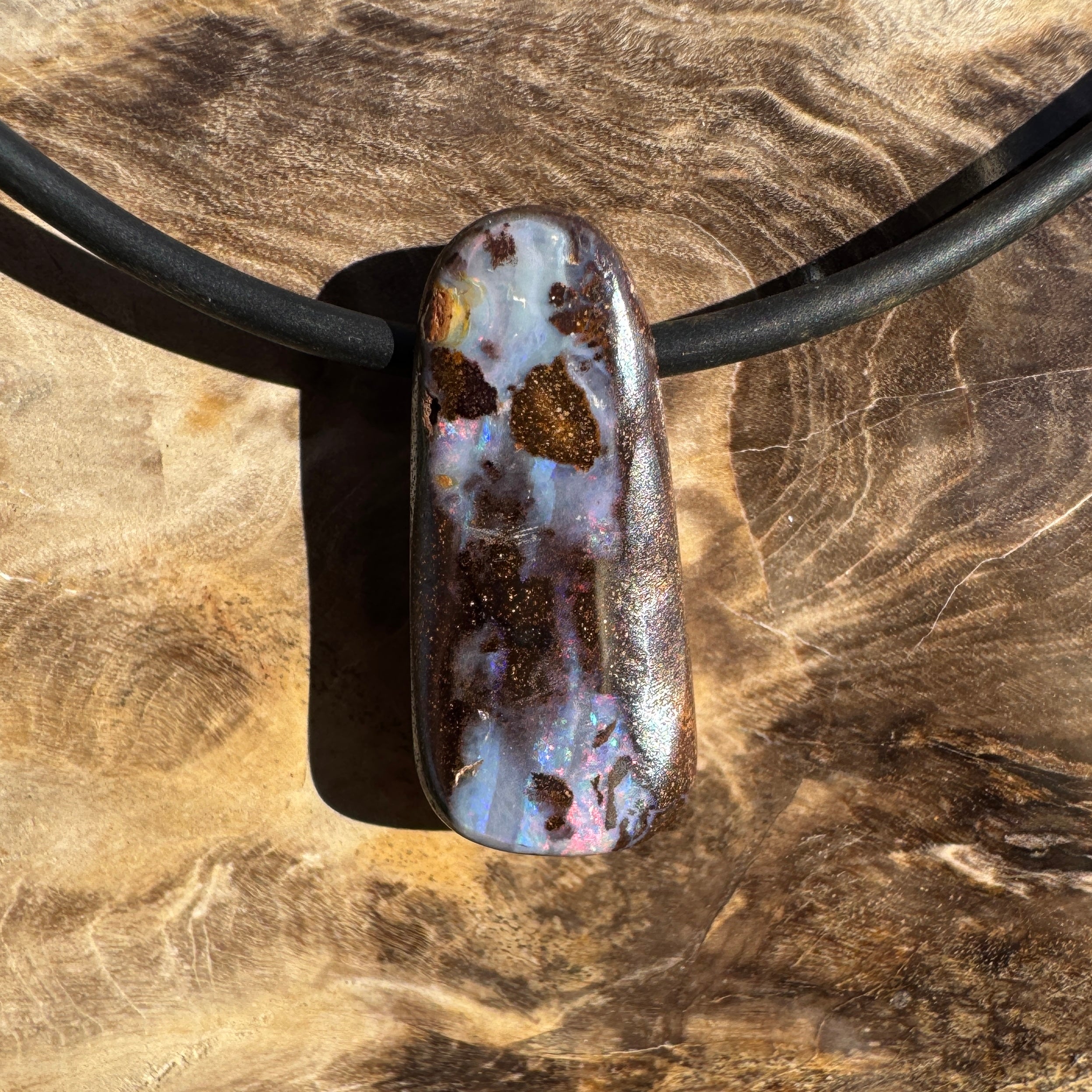 Solid Queensland Boulder Opal Pendant Necklace ~ 'Hawkesbury Flow' | Solid Australian Opal