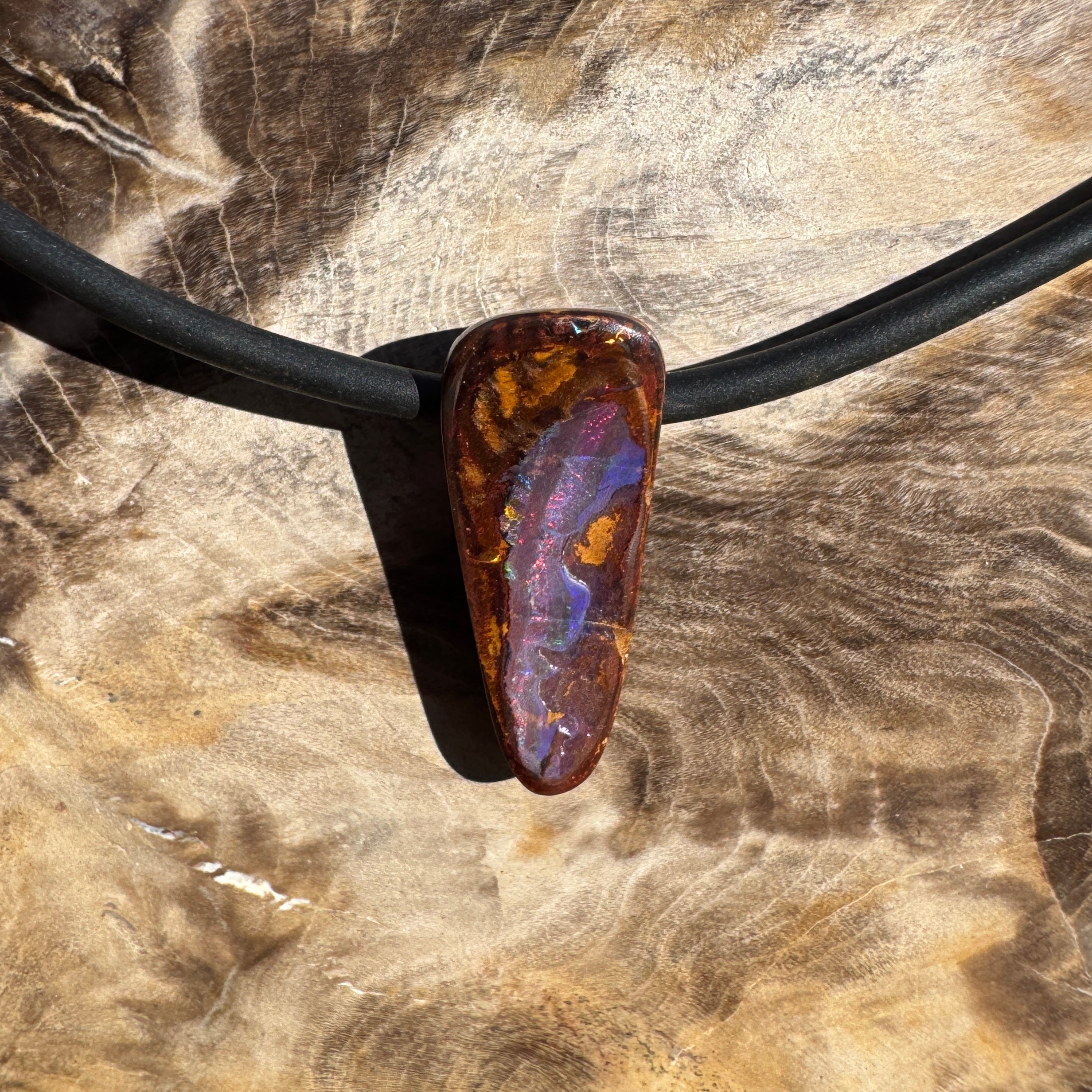 Solid Queensland Boulder Opal Pendant Necklace ~ 'Manly Sunset' | Solid Australian Opal
