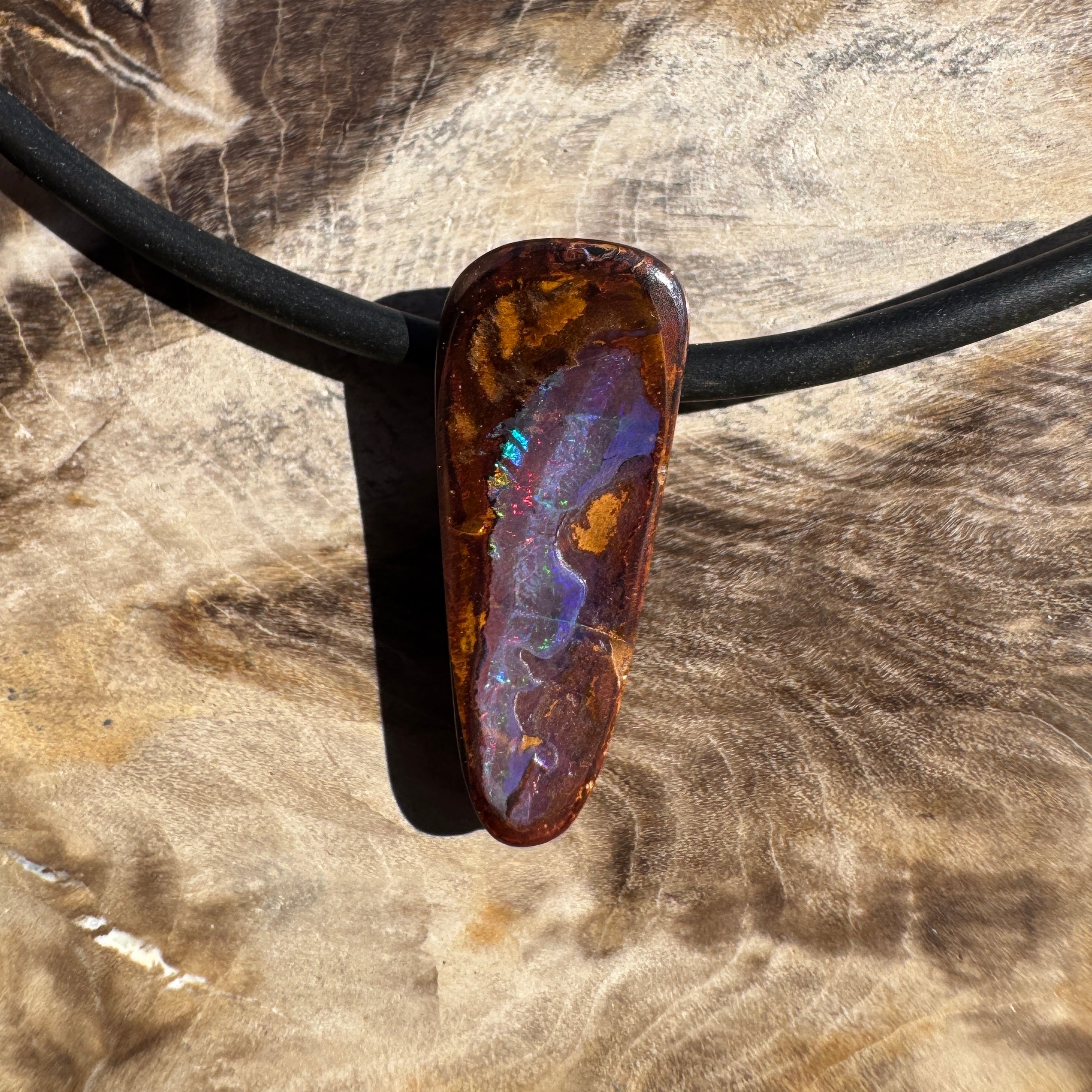 Solid Queensland Boulder Opal Pendant Necklace ~ 'Manly Sunset' | Solid Australian Opal