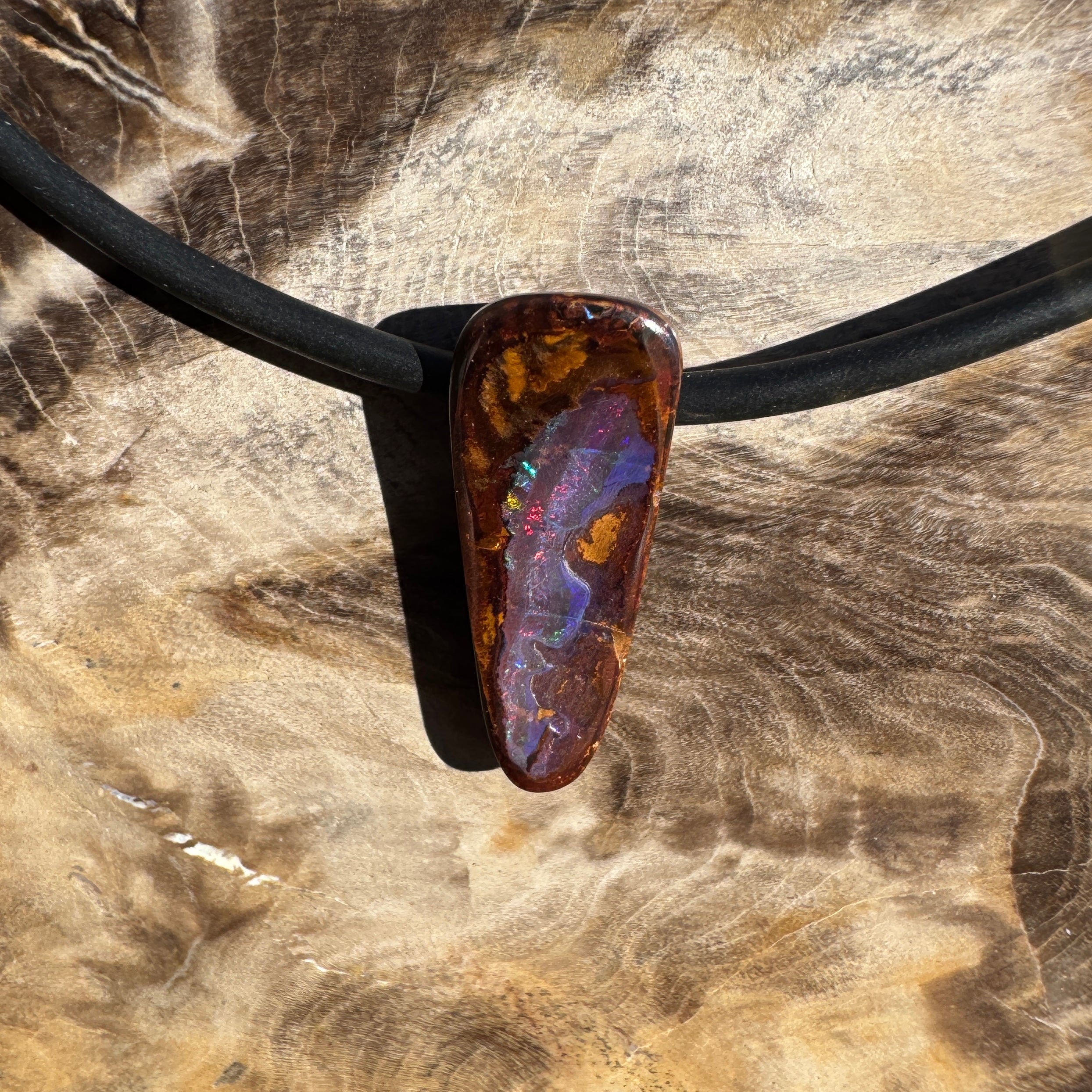 Solid Queensland Boulder Opal Pendant Necklace ~ 'Manly Sunset' | Solid Australian Opal