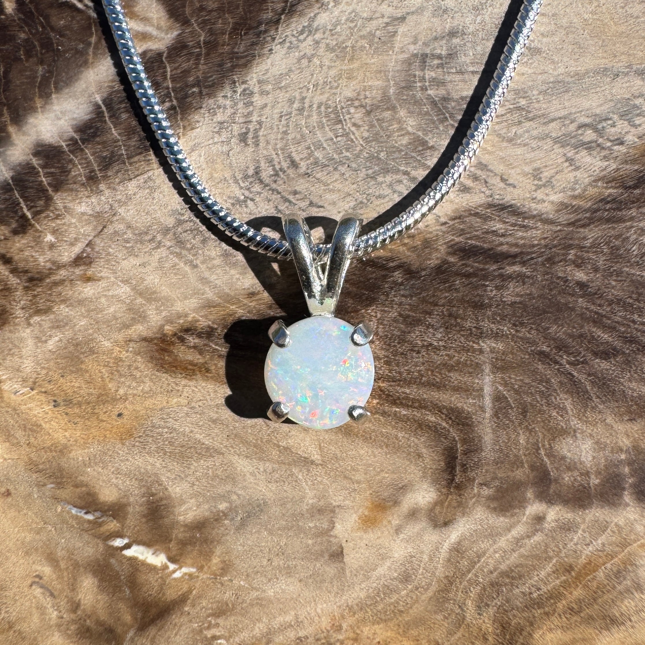 0.5ct Coober Pedy Opal Pendant Necklace ~ 'Cairns Colour' | 925 Sterling Silver | Solid Australian Opal