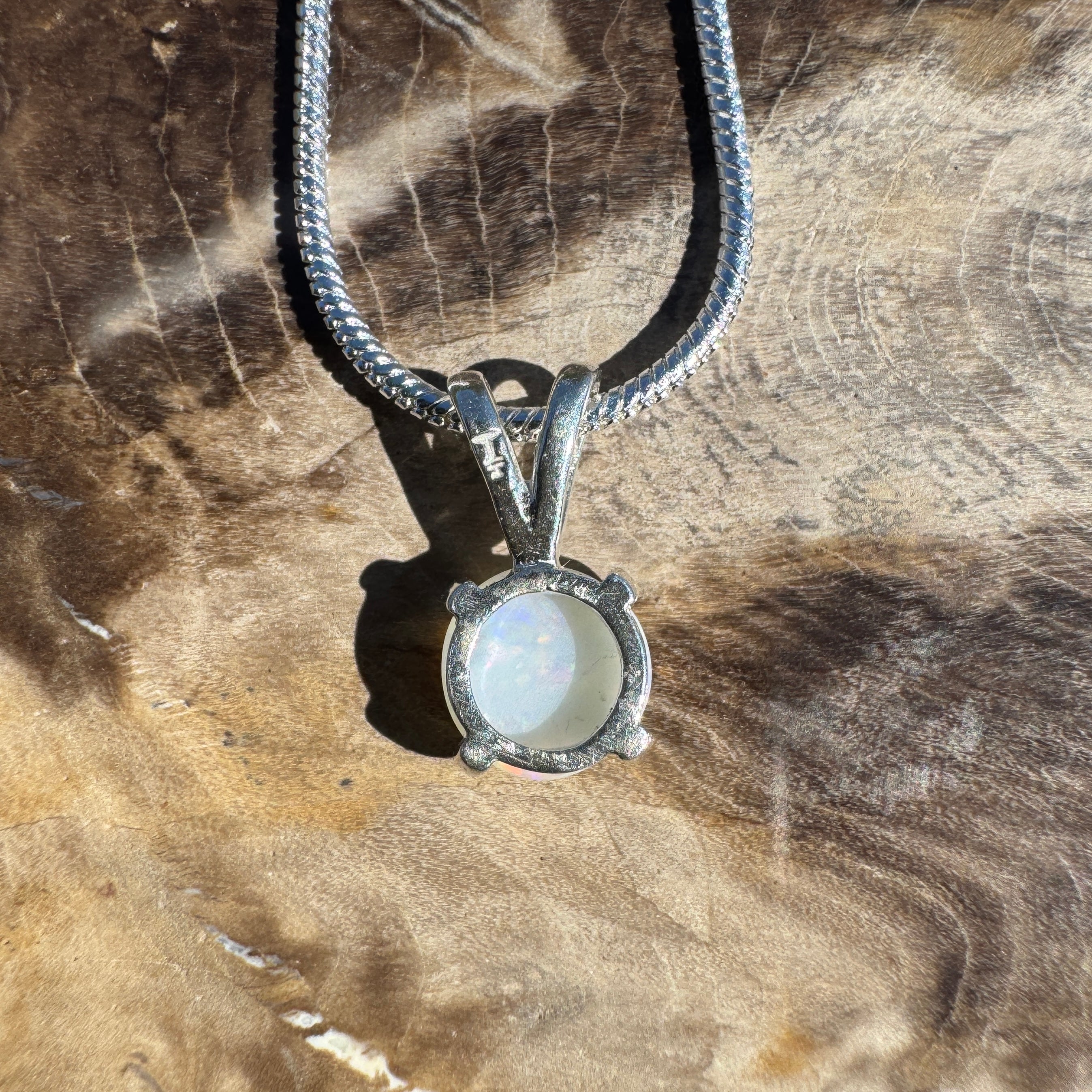 0.5ct Coober Pedy Opal Pendant Necklace ~ 'Cairns Colour' | 925 Sterling Silver | Solid Australian Opal
