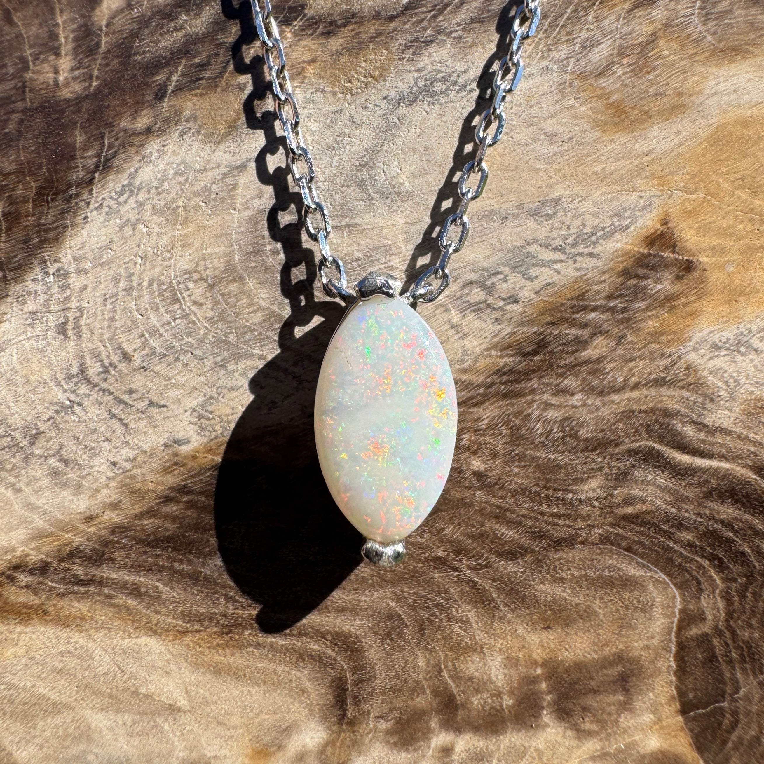 1.6ct Coober Pedy Opal Pendant Necklace ~ 'Trinity Sunsets' | 925 Sterling Silver | Solid Australian Opal