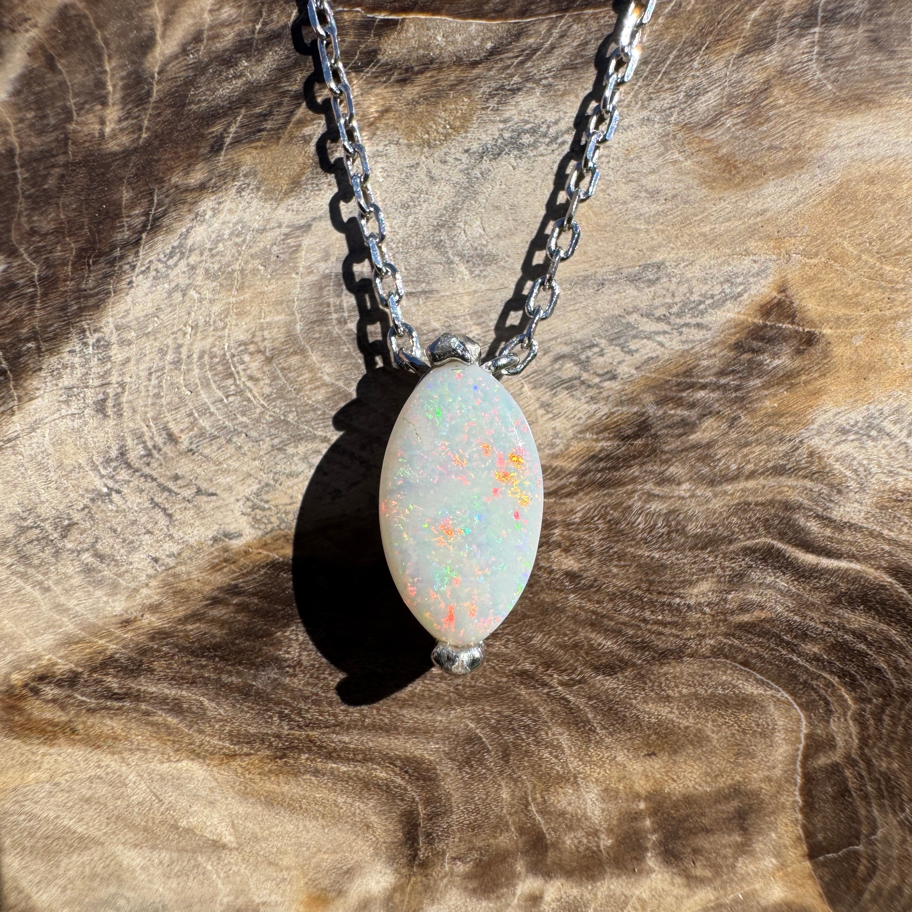 1.6ct Coober Pedy Opal Pendant Necklace ~ 'Trinity Sunsets' | 925 Sterling Silver | Solid Australian Opal