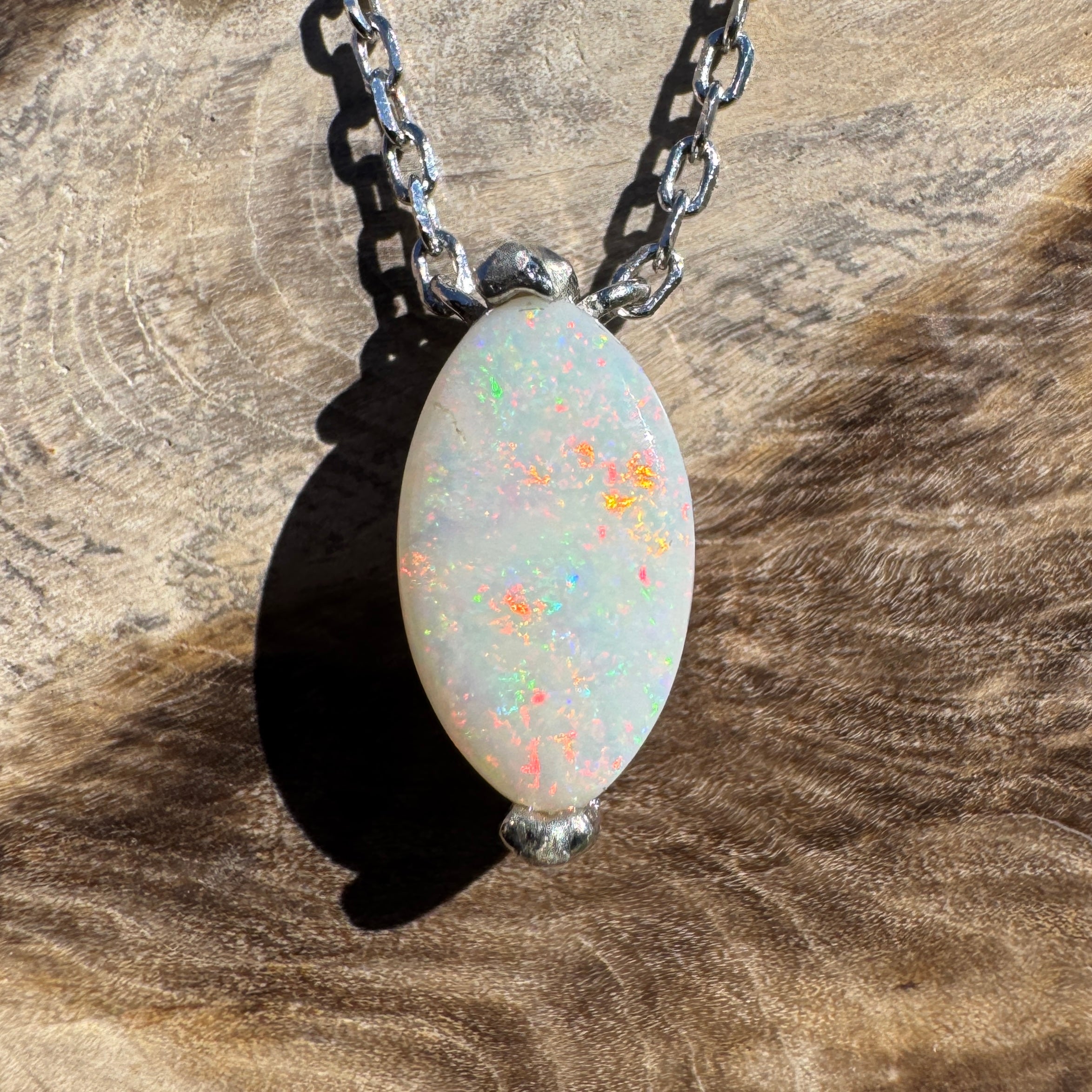 1.6ct Coober Pedy Opal Pendant Necklace ~ 'Trinity Sunsets' | 925 Sterling Silver | Solid Australian Opal