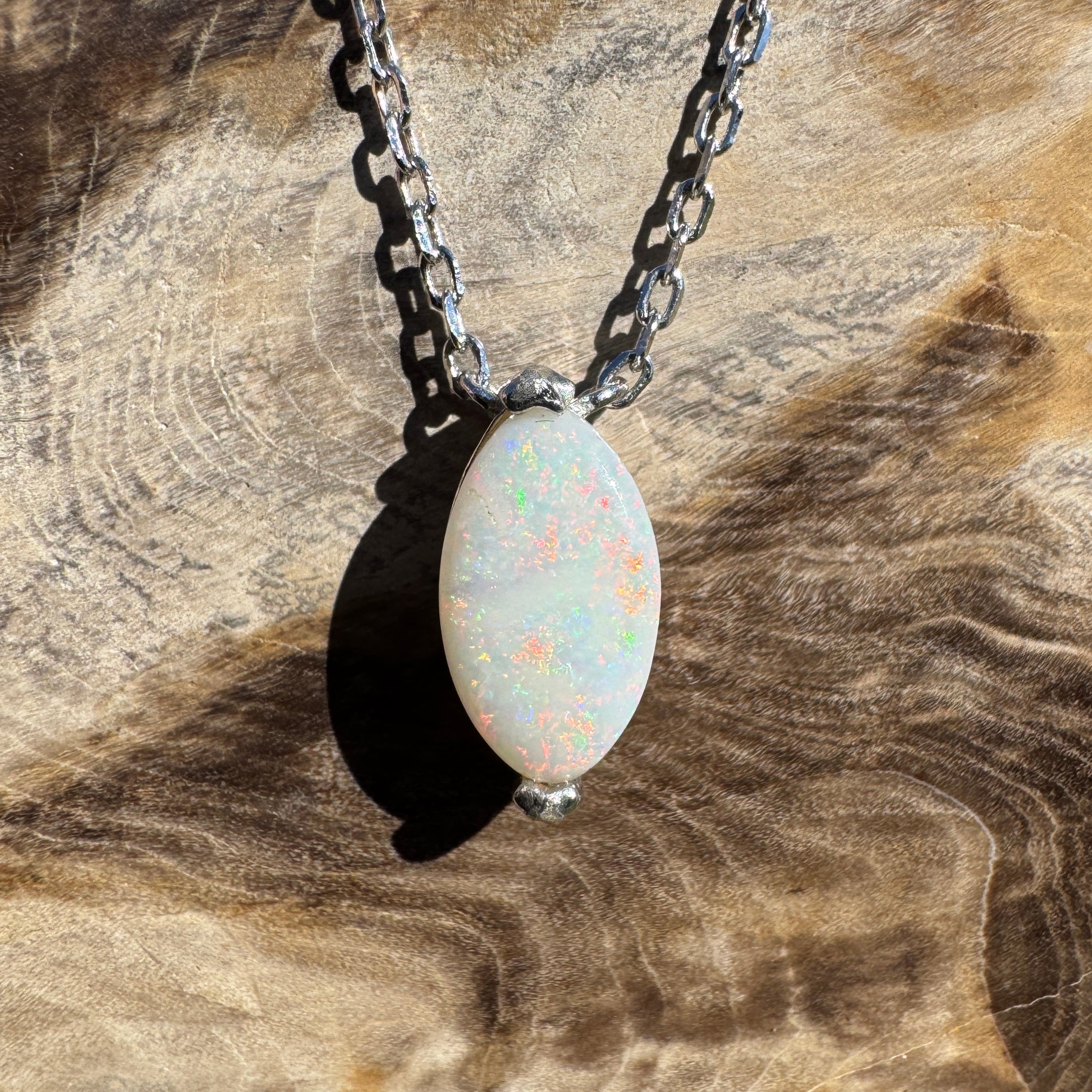1.6ct Coober Pedy Opal Pendant Necklace ~ 'Trinity Sunsets' | 925 Sterling Silver | Solid Australian Opal