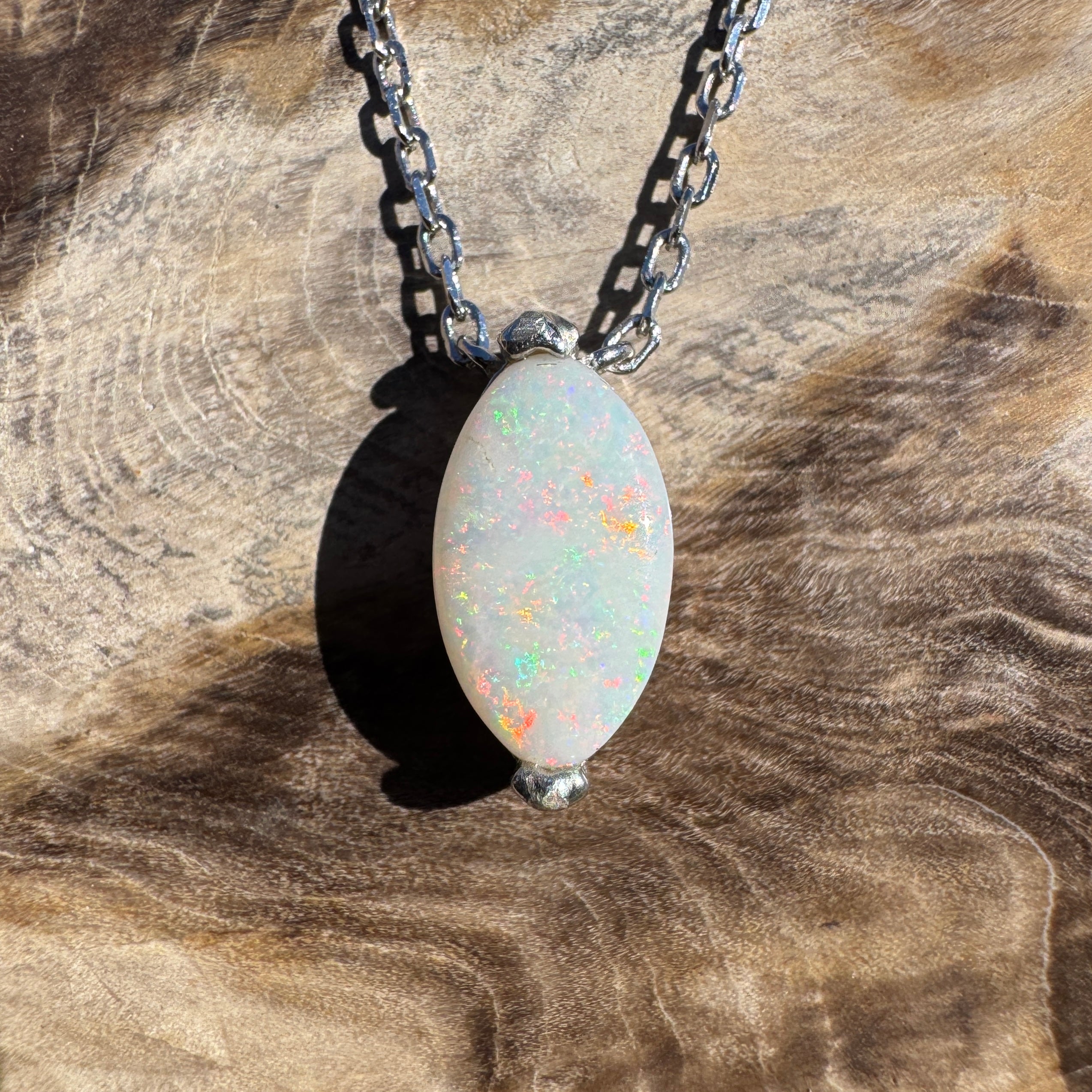 1.6ct Coober Pedy Opal Pendant Necklace ~ 'Trinity Sunsets' | 925 Sterling Silver | Solid Australian Opal