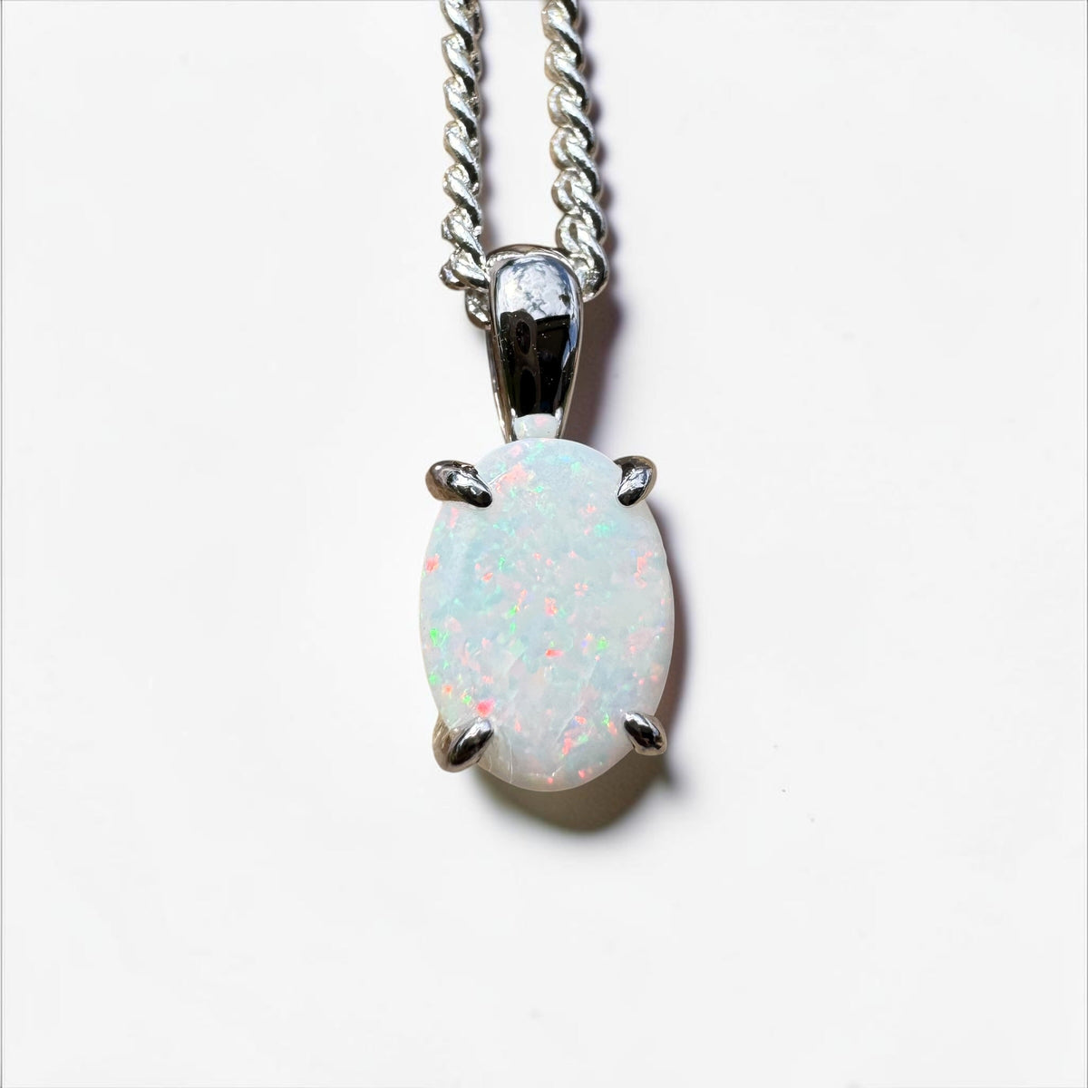 0.7ct Coober Pedy Opal Pendant Necklace ~ 'Beechworth Gleam' | 925 Sterling Silver | Solid Australian Opal