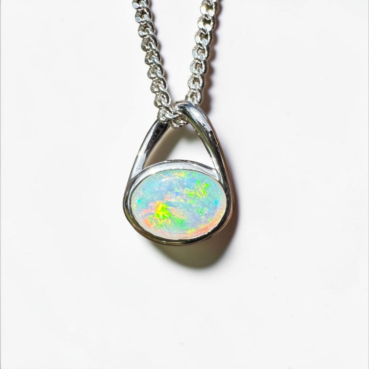 0.8ct Coober Pedy Opal Pendant Necklace ~ 'Coonalpyn Spectrum' | 925 Sterling Silver | Solid Australian Opal