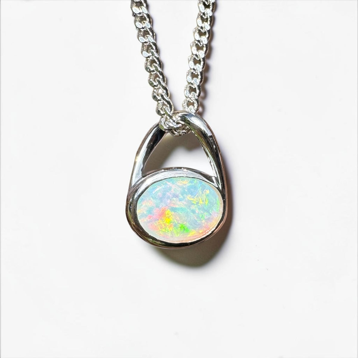 0.8ct Coober Pedy Opal Pendant Necklace ~ 'Coonalpyn Spectrum' | 925 Sterling Silver | Solid Australian Opal