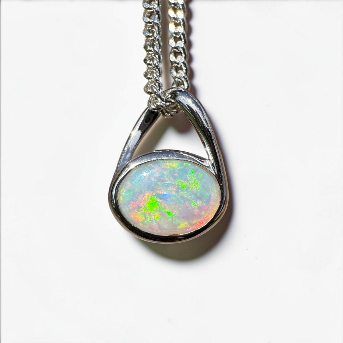 0.8ct Coober Pedy Opal Pendant Necklace ~ 'Coonalpyn Spectrum' | 925 Sterling Silver | Solid Australian Opal
