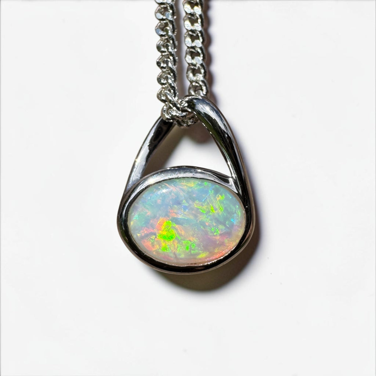 0.8ct Coober Pedy Opal Pendant Necklace ~ 'Coonalpyn Spectrum' | 925 Sterling Silver | Solid Australian Opal