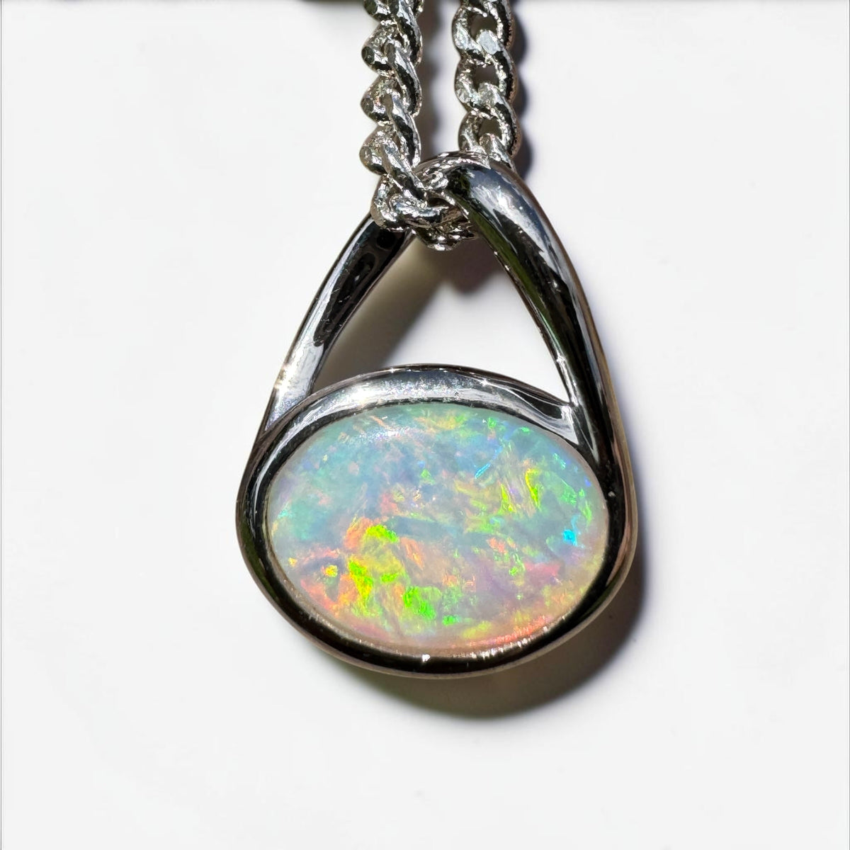 0.8ct Coober Pedy Opal Pendant Necklace ~ 'Coonalpyn Spectrum' | 925 Sterling Silver | Solid Australian Opal
