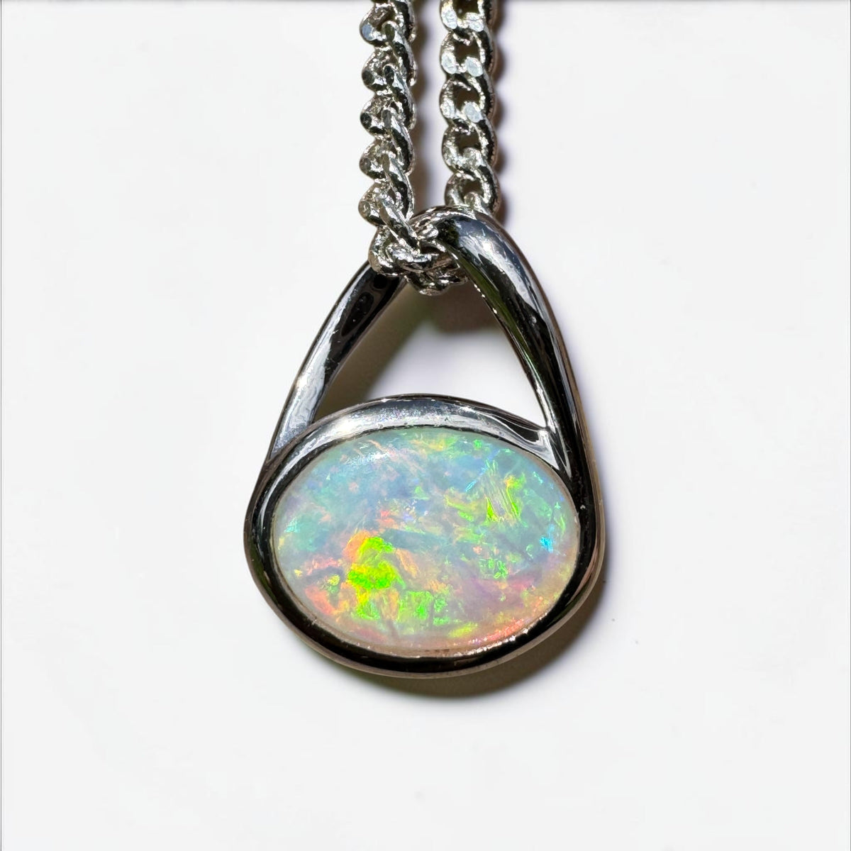 0.8ct Coober Pedy Opal Pendant Necklace ~ 'Coonalpyn Spectrum' | 925 Sterling Silver | Solid Australian Opal