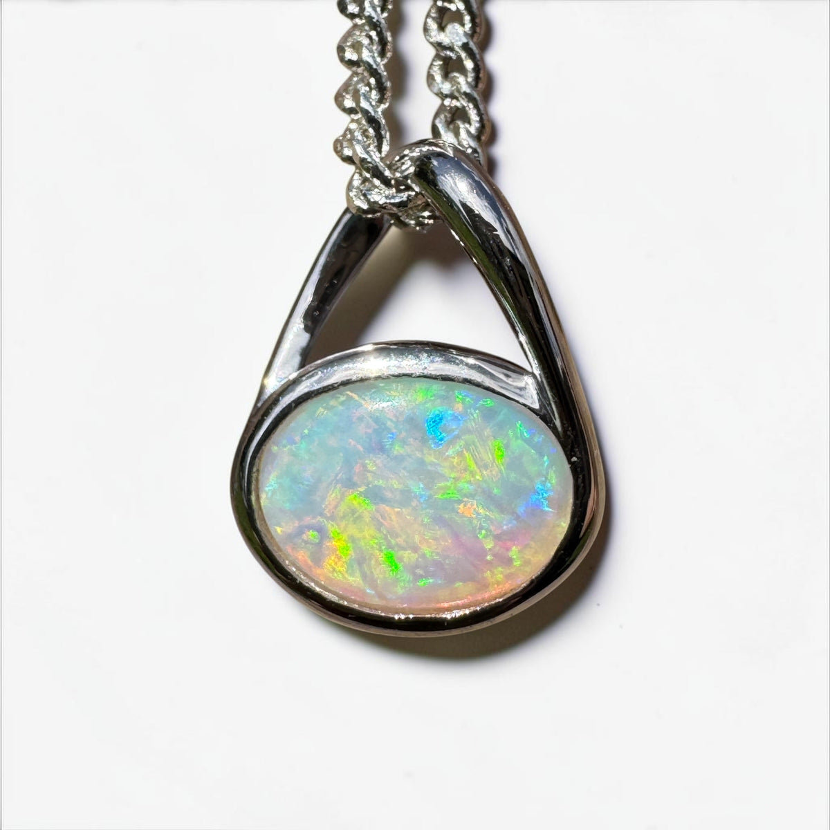 0.8ct Coober Pedy Opal Pendant Necklace ~ 'Coonalpyn Spectrum' | 925 Sterling Silver | Solid Australian Opal
