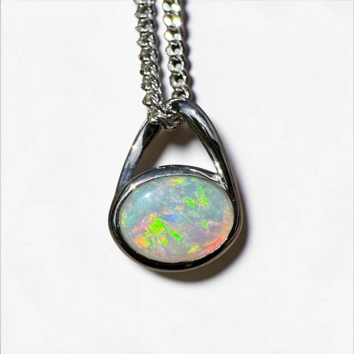 0.8ct Coober Pedy Opal Pendant Necklace ~ 'Coonalpyn Spectrum' | 925 Sterling Silver | Solid Australian Opal