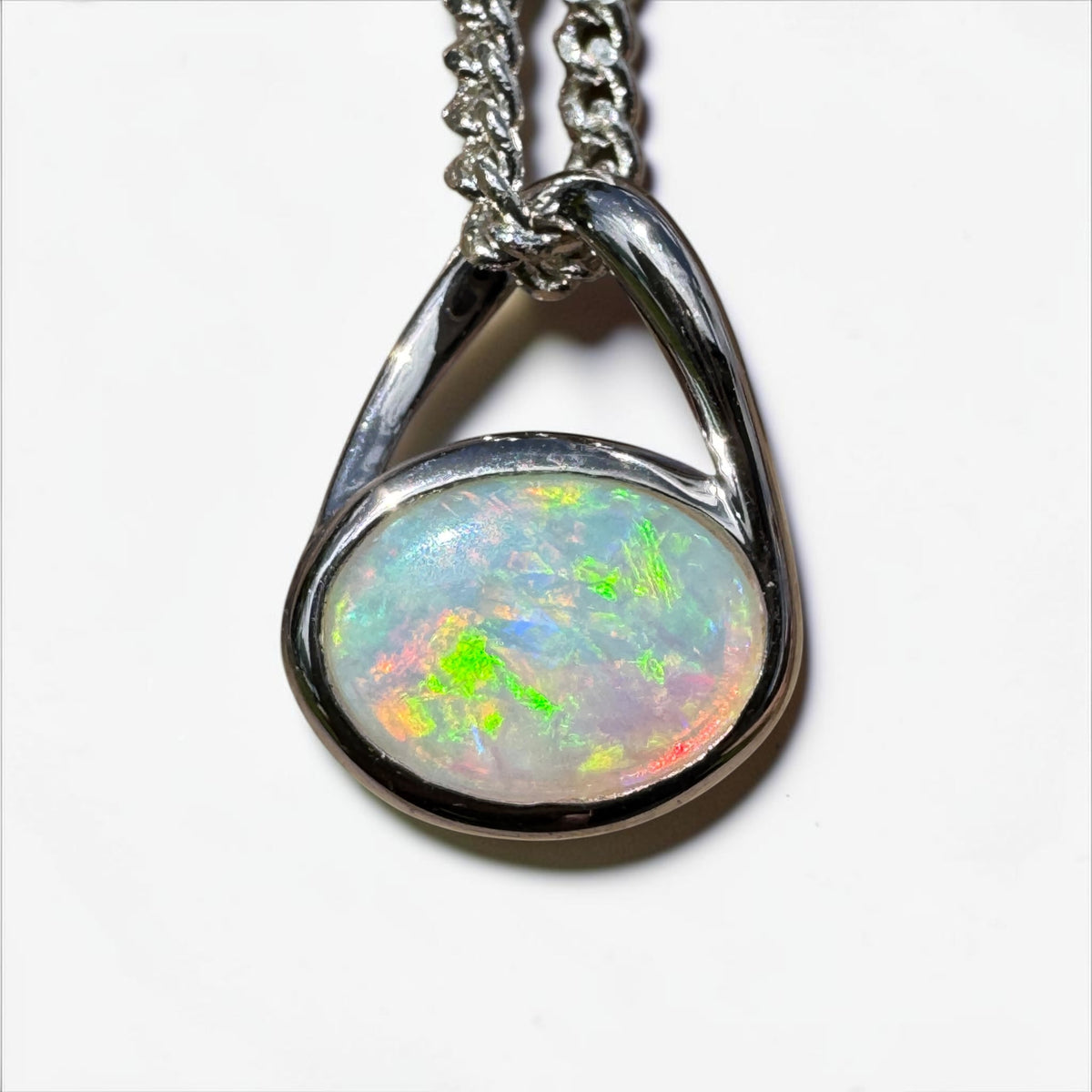 0.8ct Coober Pedy Opal Pendant Necklace ~ 'Coonalpyn Spectrum' | 925 Sterling Silver | Solid Australian Opal