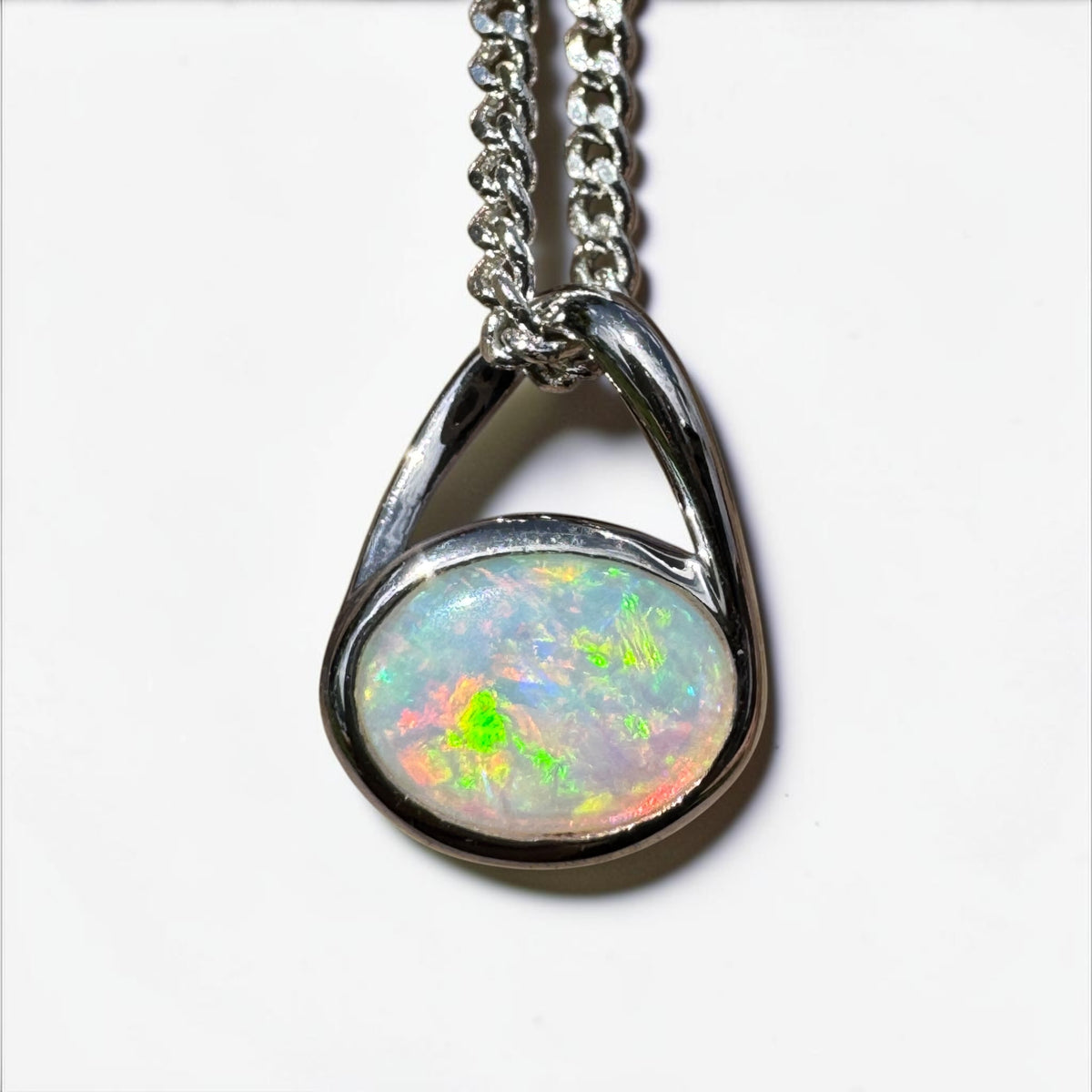 0.8ct Coober Pedy Opal Pendant Necklace ~ 'Coonalpyn Spectrum' | 925 Sterling Silver | Solid Australian Opal