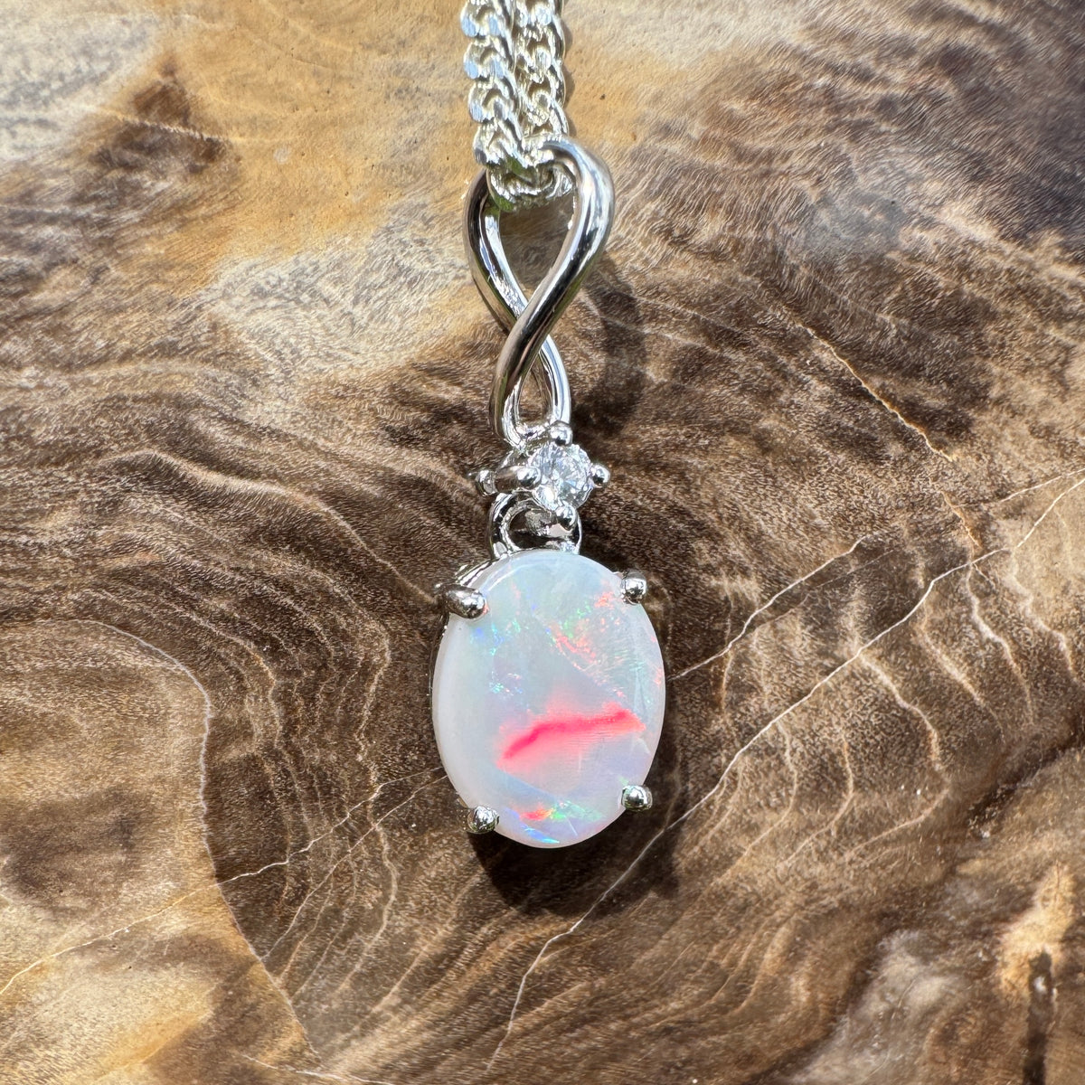 1ct Coober Pedy Opal Pendant Necklace ~ 'Tarcoola Firelight' | 925 Sterling Silver | Solid Australian Opal