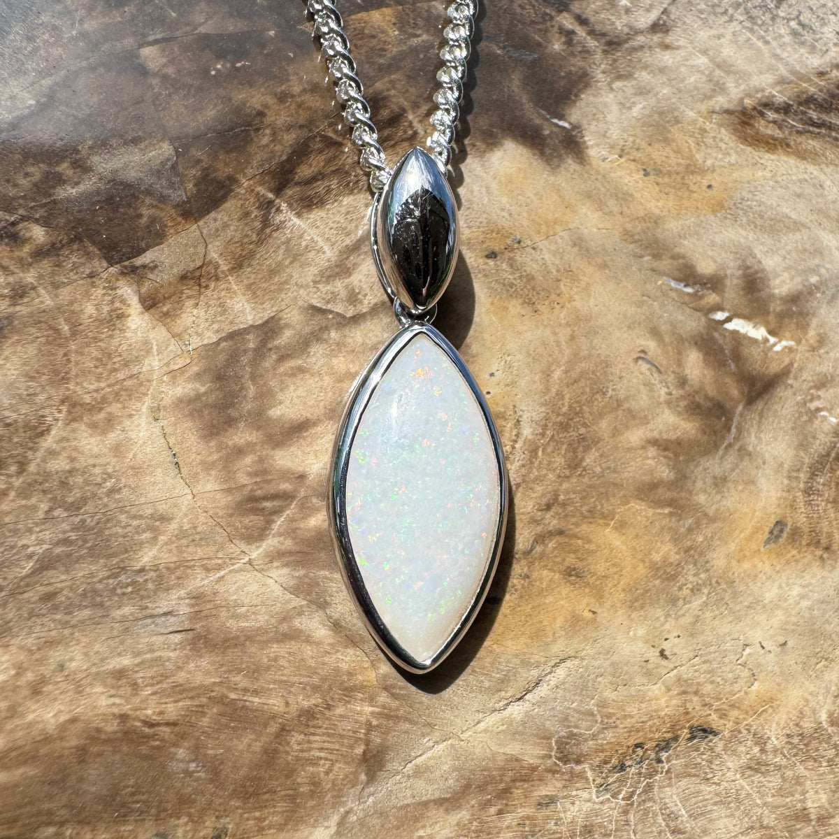 1.9ct Coober Pedy Opal Pendant Necklace ~ 'Penola Flicker' | 925 Sterling Silver | Solid Australian Opal