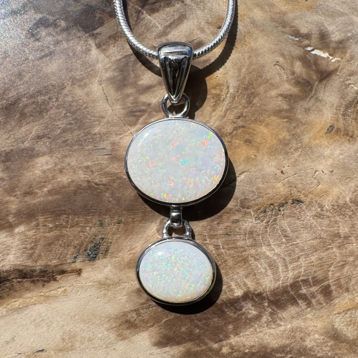 4.9ct Coober Pedy Opal Pendant Necklace ~ 'Kununurra Firelight' | 925 Sterling Silver | Solid Australian Opal
