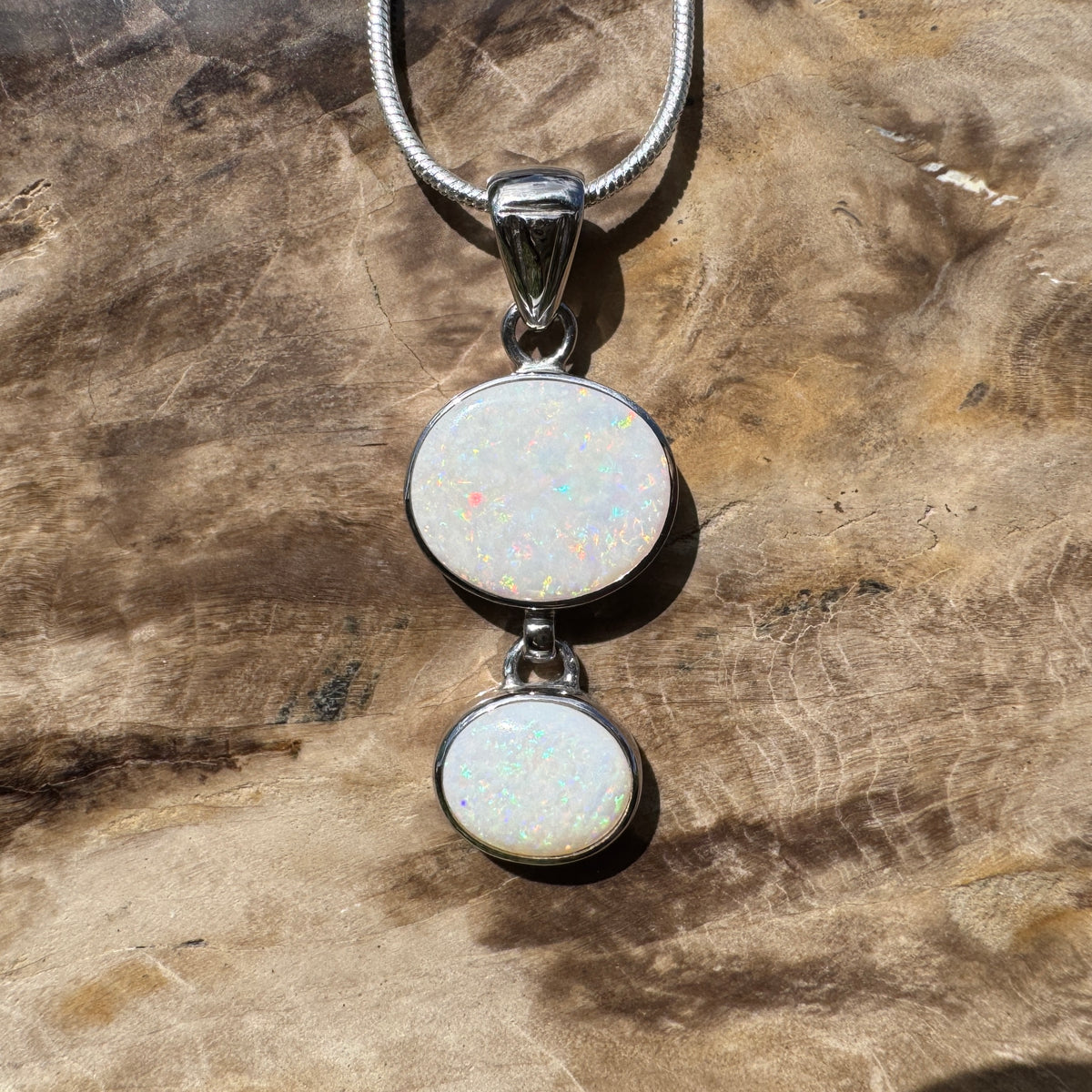 4.9ct Coober Pedy Opal Pendant Necklace ~ 'Kununurra Firelight' | 925 Sterling Silver | Solid Australian Opal