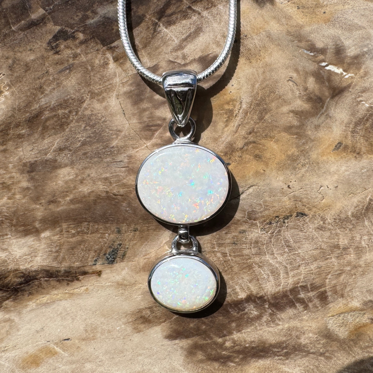 4.9ct Coober Pedy Opal Pendant Necklace ~ 'Kununurra Firelight' | 925 Sterling Silver | Solid Australian Opal
