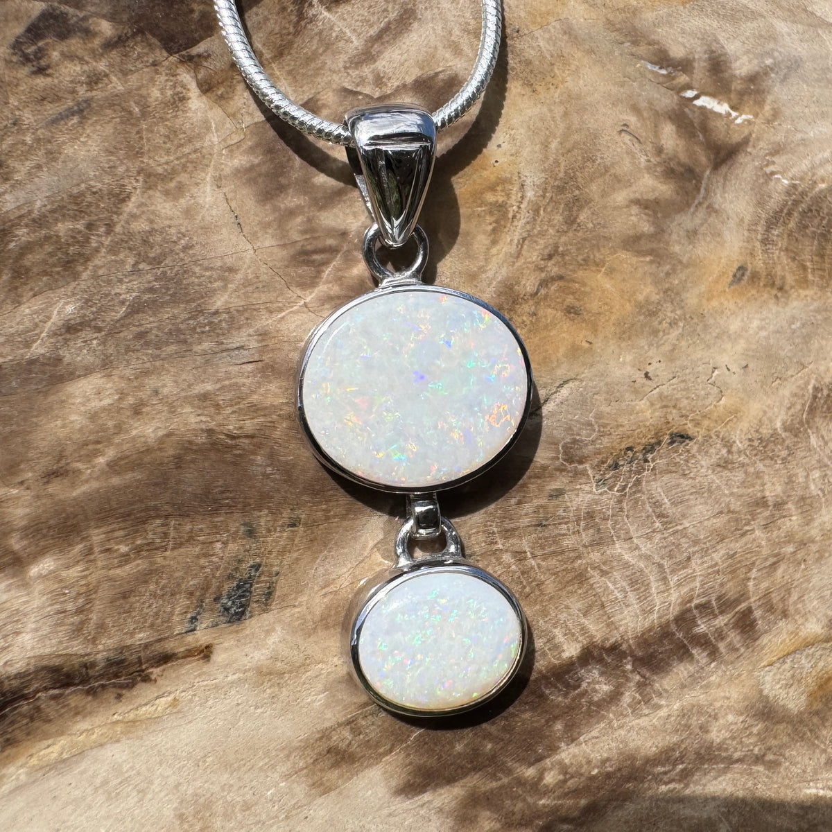 4.9ct Coober Pedy Opal Pendant Necklace ~ 'Kununurra Firelight' | 925 Sterling Silver | Solid Australian Opal
