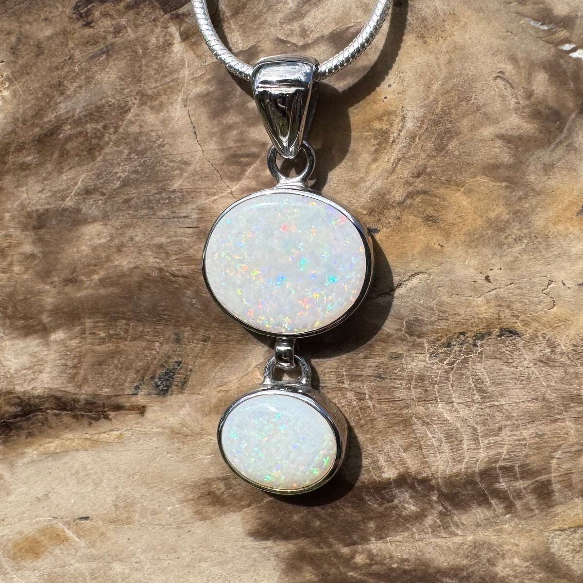 4.9ct Coober Pedy Opal Pendant Necklace ~ 'Kununurra Firelight' | 925 Sterling Silver | Solid Australian Opal