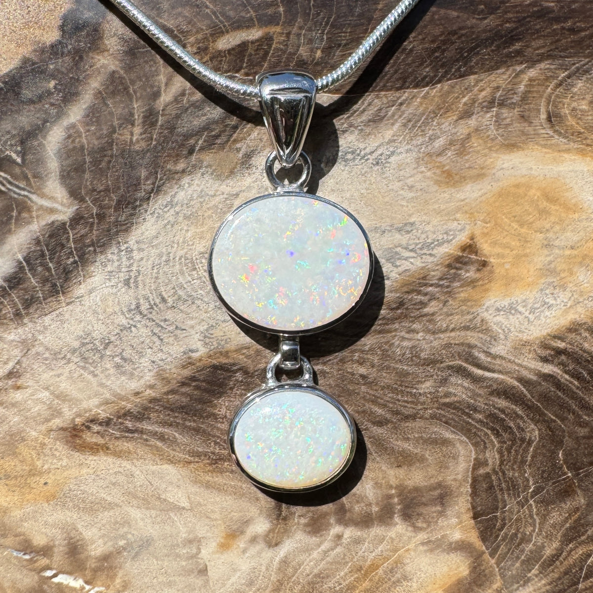 4.9ct Coober Pedy Opal Pendant Necklace ~ 'Kununurra Firelight' | 925 Sterling Silver | Solid Australian Opal
