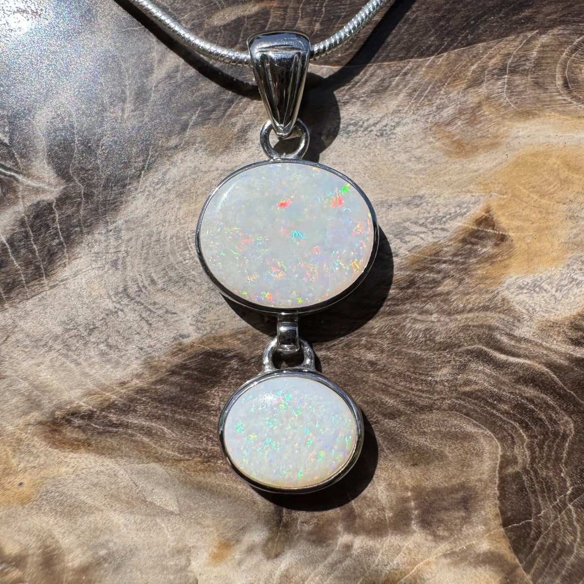 4.9ct Coober Pedy Opal Pendant Necklace ~ 'Kununurra Firelight' | 925 Sterling Silver | Solid Australian Opal
