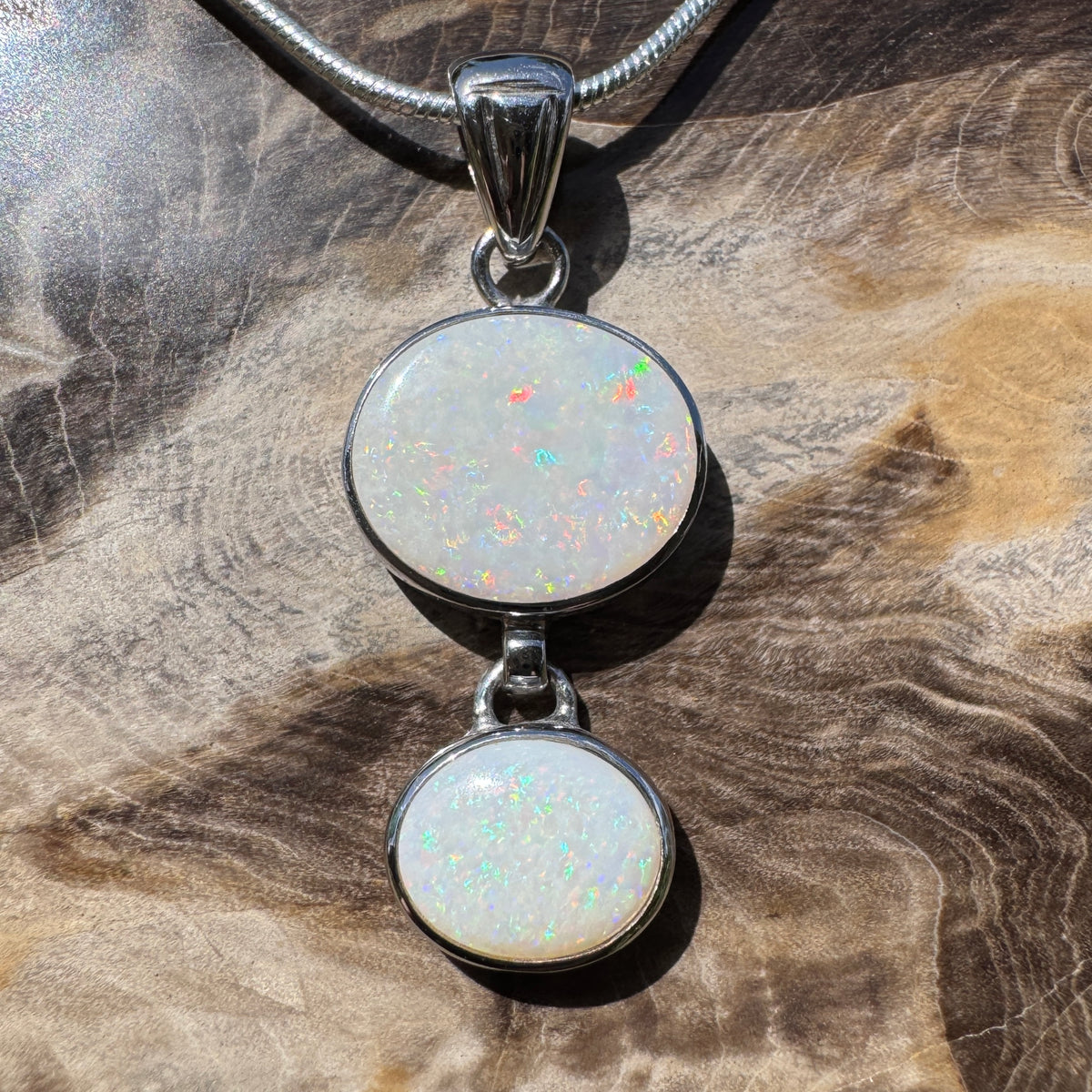 4.9ct Coober Pedy Opal Pendant Necklace ~ 'Kununurra Firelight' | 925 Sterling Silver | Solid Australian Opal